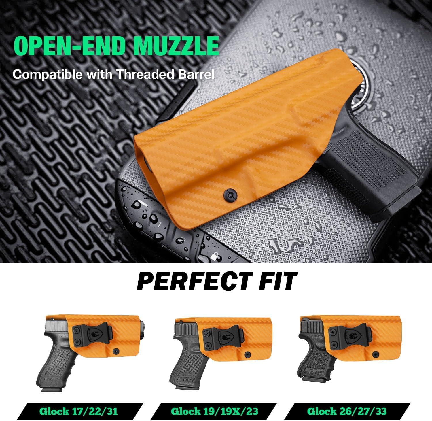Glock17/19/19X/44/45 Gen(1-5) & Glock 23/32 Gen(3-4) IWB Carbon Fiber Kydex Holser,Red Dot Optics Cut, Wing/Claw Conceal Carry| WARRIORLAND WARRIORLAND