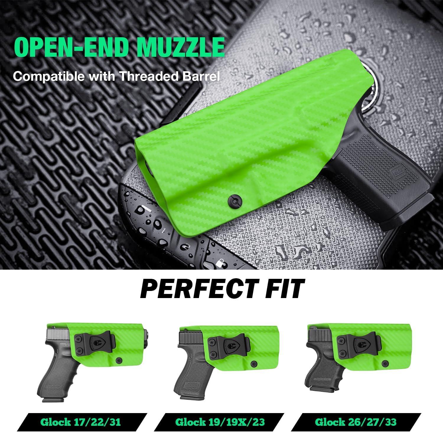 Glock17/19/19X/44/45 Gen(1-5) & Glock 23/32 Gen(3-4) IWB Carbon Fiber Kydex Holser,Red Dot Optics Cut, Wing/Claw Conceal Carry| WARRIORLAND WARRIORLAND