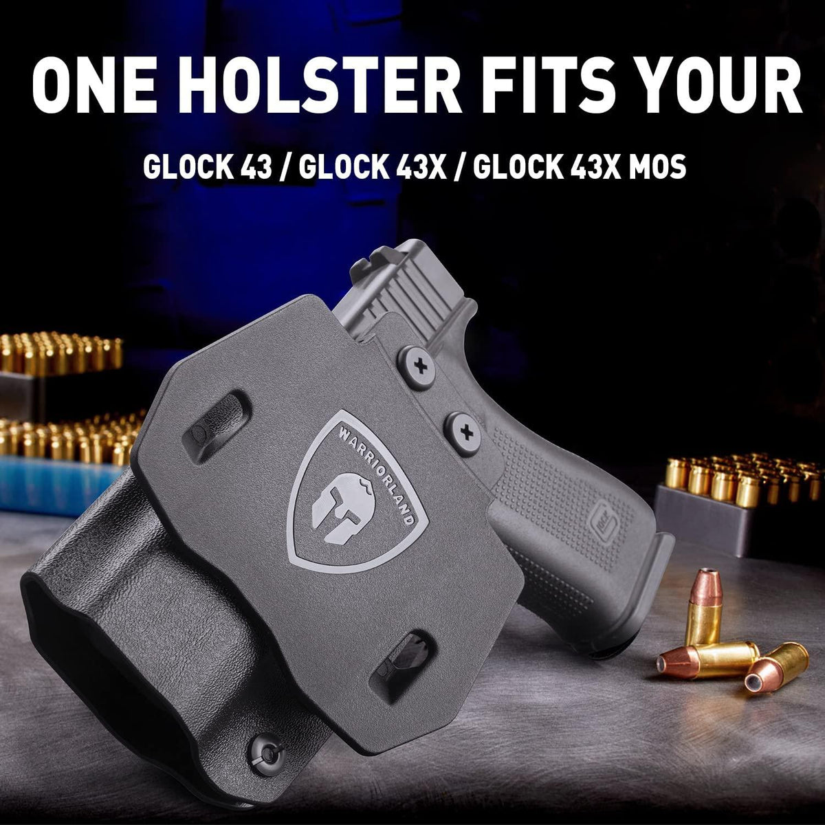 OWB Kydex Holster For Glock 43 / G43X & 43X MOS Pistol, 1.75 Optic Ready, Right Hand WARRIORLAND