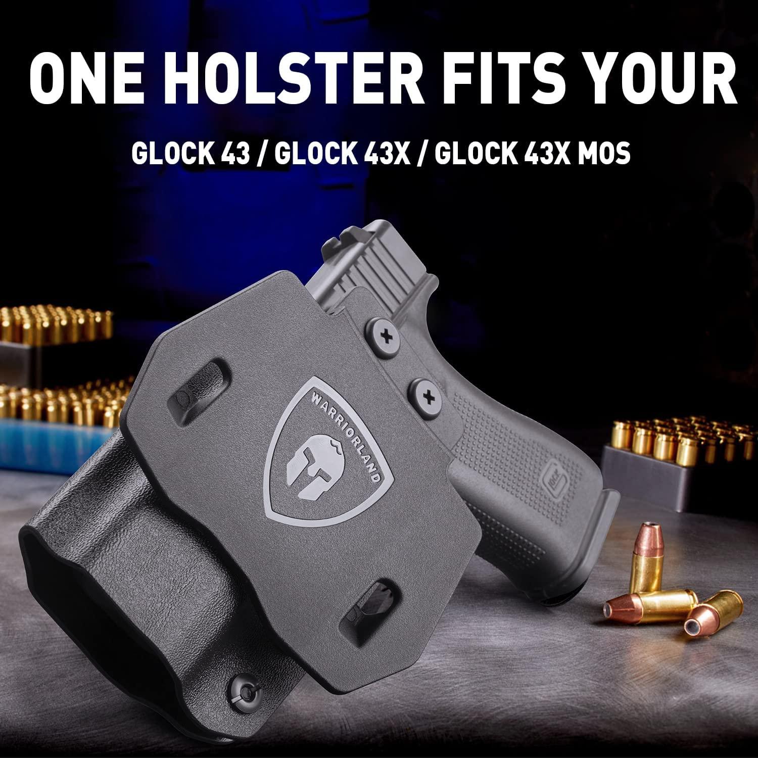 OWB Kydex Holster For Glock 43 / G43X & 43X MOS Pistol, 1.75 Optic Ready, Right Hand WARRIORLAND