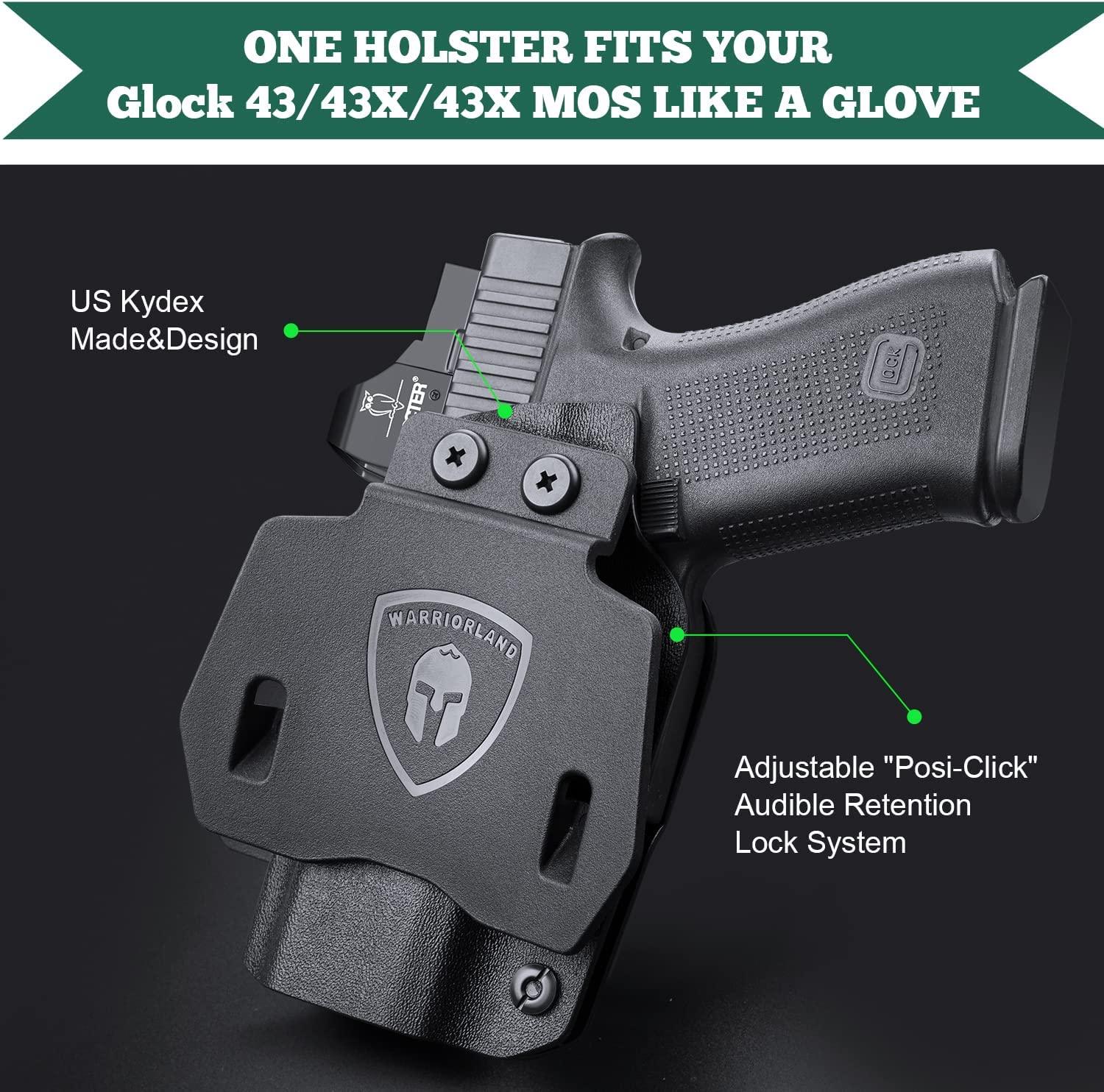 OWB Kydex Holster For Glock 43 / G43X & 43X MOS Pistol, 1.75 Optic Ready, Right Hand WARRIORLAND