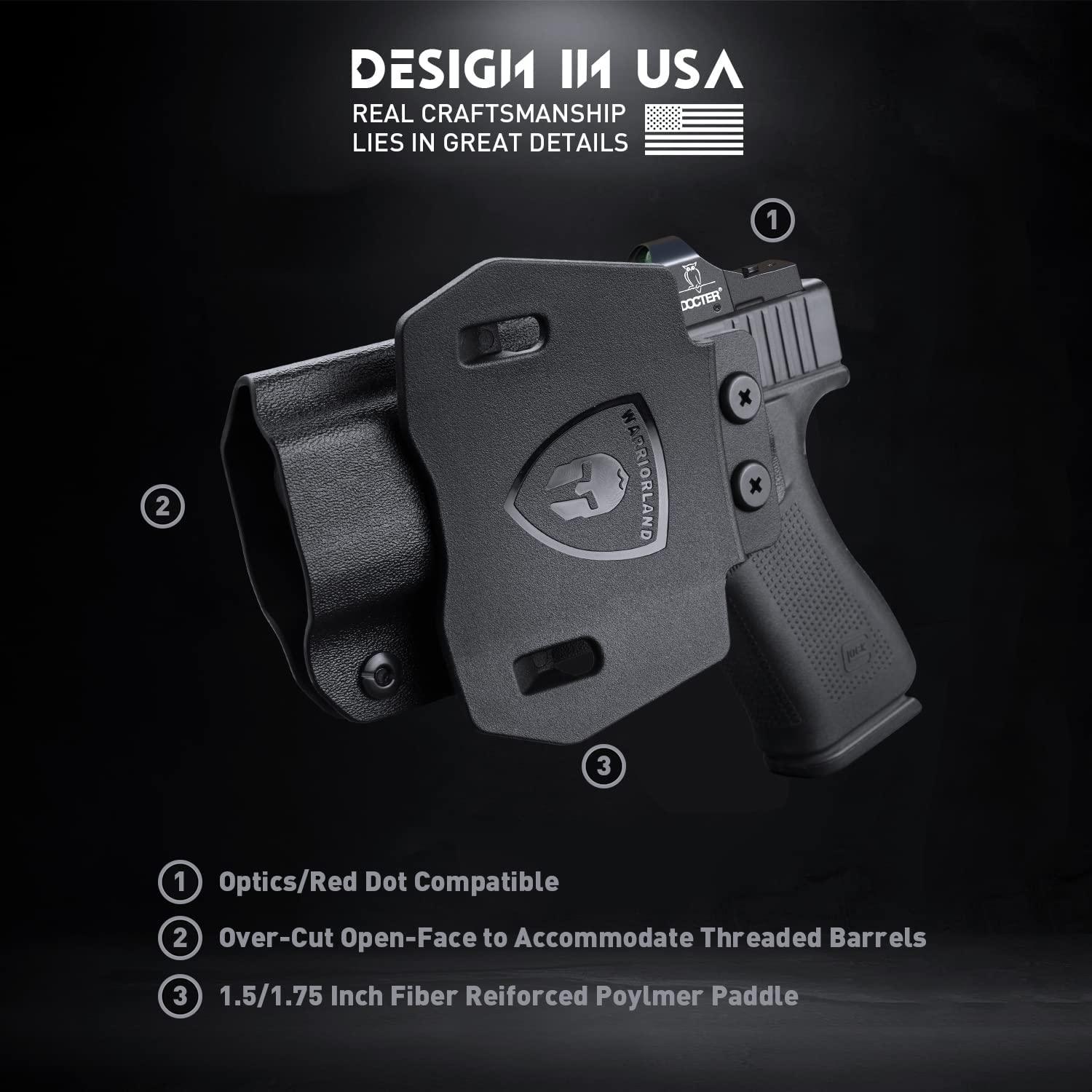 OWB Kydex Holster For Glock 43 / G43X & 43X MOS Pistol, 1.75 Optic Ready, Right Hand WARRIORLAND