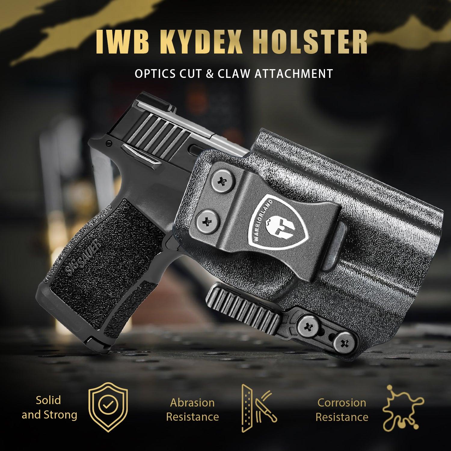 Sig P365XL IWB Kydex Holster with Claw Attachment and Optic Cut: Sig Sauer P365XL only, Inside Waistband Appendix Carry P365XL Holster, Adj. Cant & Retention, Right Hand| WARRIORLAND WARRIORLAND