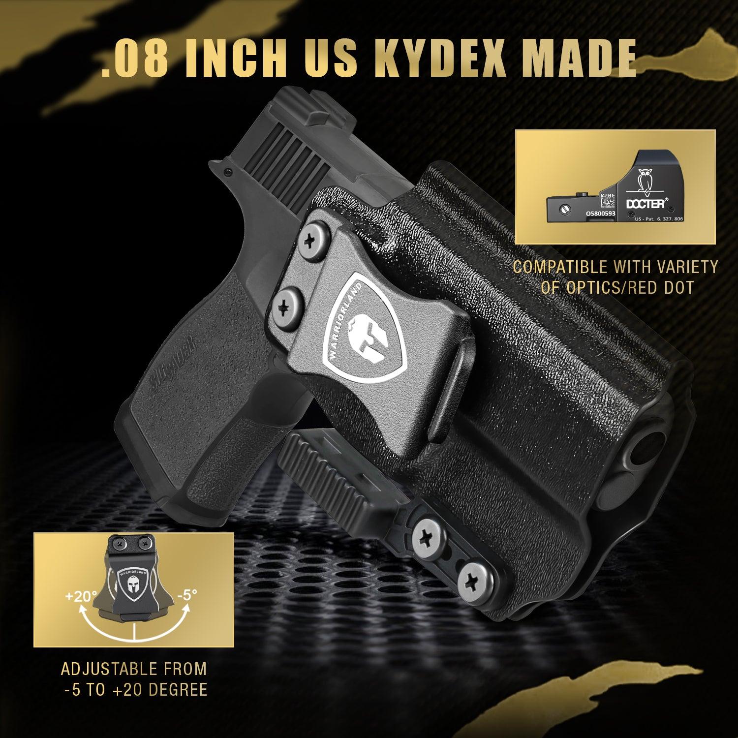 Sig P365XL IWB Kydex Holster with Claw Attachment and Optic Cut: Sig Sauer P365XL only, Inside Waistband Appendix Carry P365XL Holster, Adj. Cant & Retention, Right Hand| WARRIORLAND WARRIORLAND