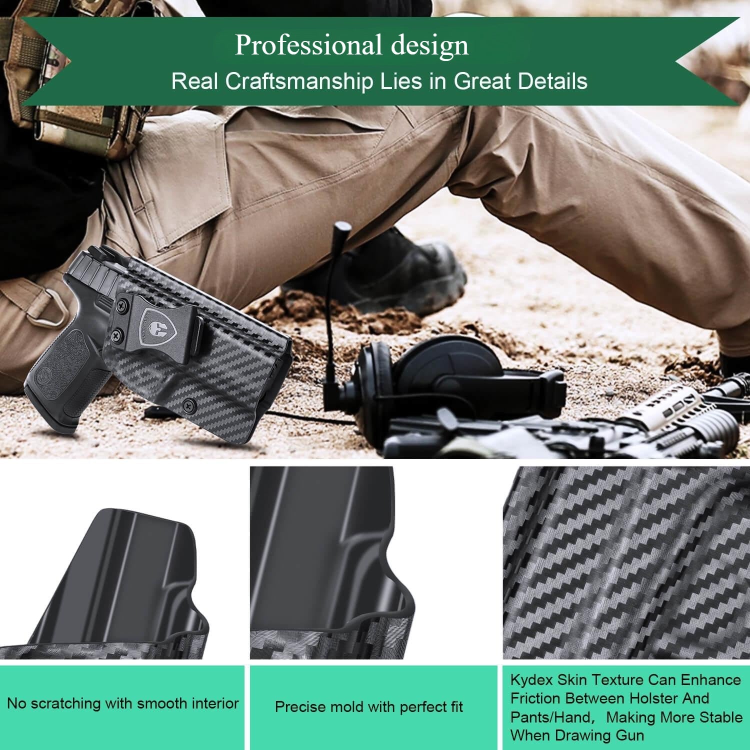 Carbon Fiber Kydex Smith & Wesson SD9 SD40 VE IWB Concealed Carry Holster | WARRIORLAND WARRIORLAND