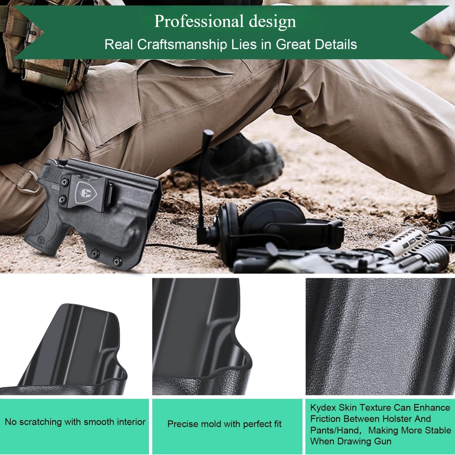 IWB Kydex Light Bearing Holster for S&W M&P Shield 9/.40 M2.0 Pistol with TLR 6 Right/ Left Handed | WARRIORLAND WARRIORLAND