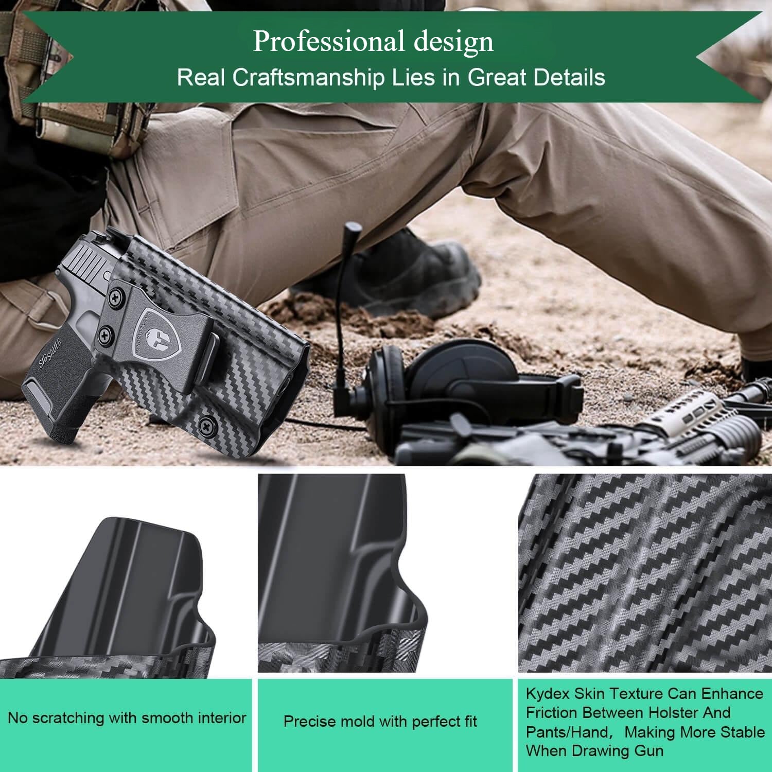 Carbon Fiber Kydex Appendix Holster Sig Sauer P365 SAS X XL 9mm Pistol Inside the Waist Band | WARRIORLAND WARRIORLAND