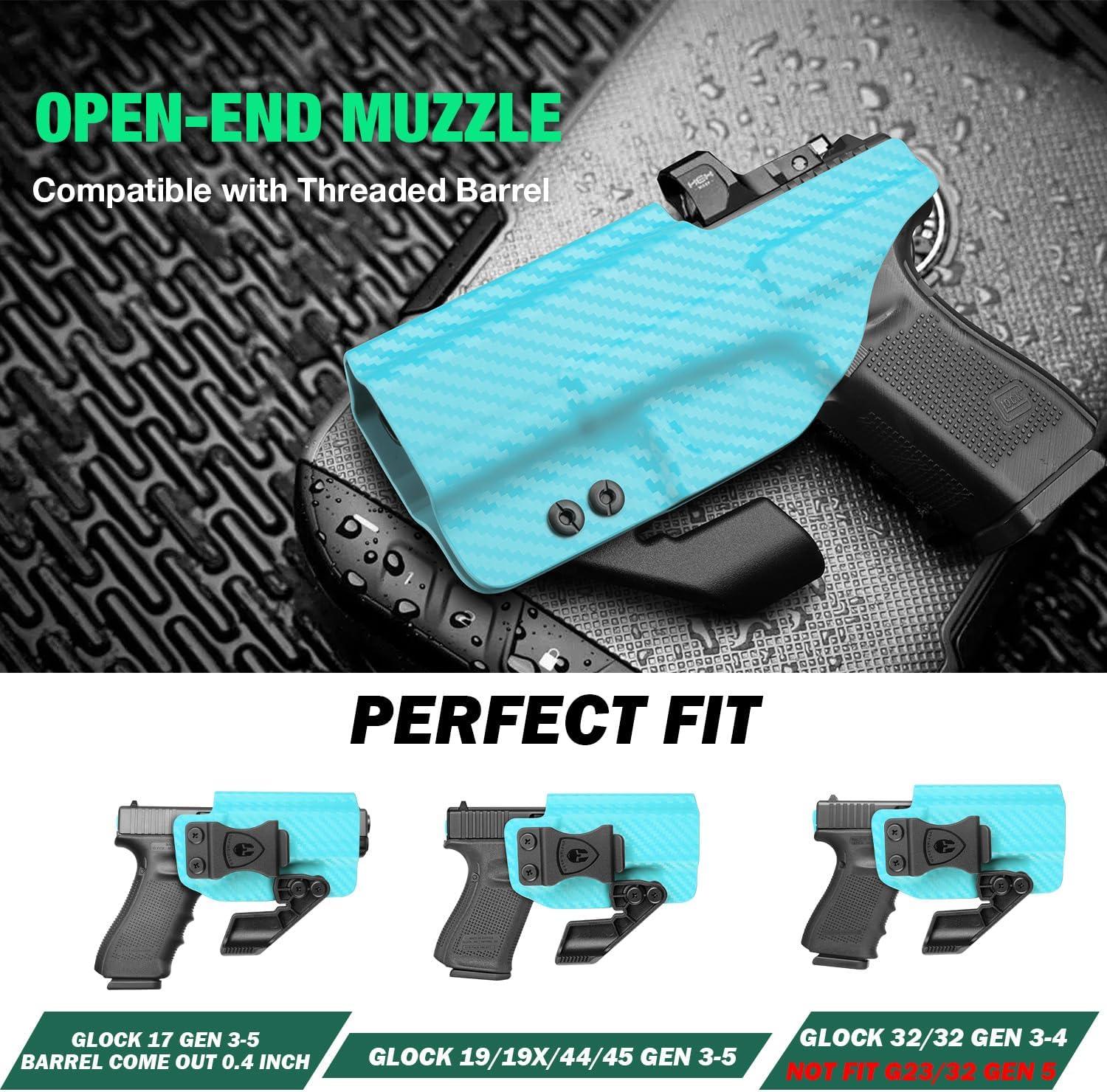 Glock17/19/19X/44/45 Gen(1-5) & Glock 23/32 Gen(3-4) IWB Carbon Fiber Kydex Holser,Red Dot Optics Cut, Wing/Claw Conceal Carry| WARRIORLAND WARRIORLAND