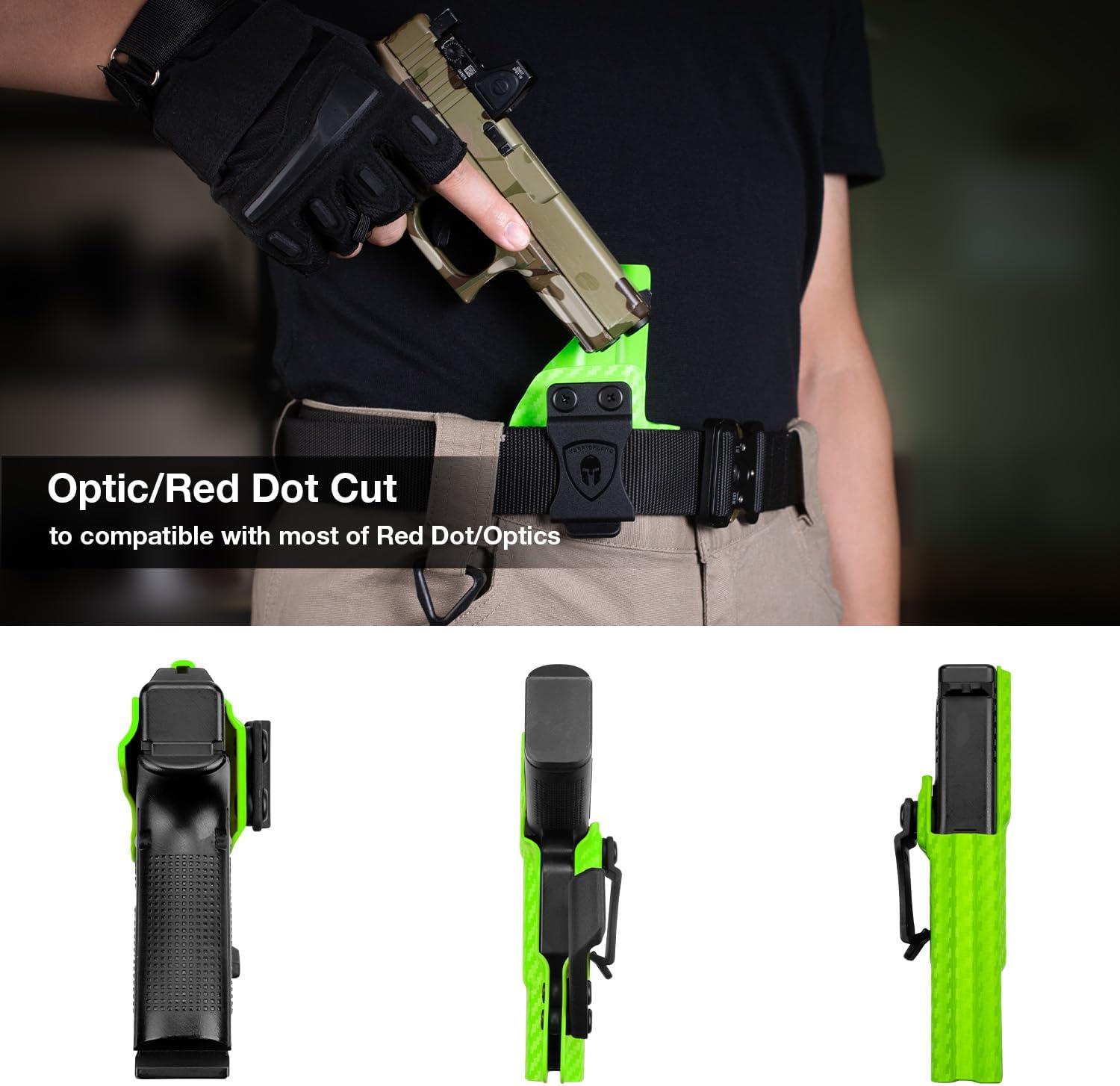 Glock17/19/19X/44/45 Gen(1-5) & Glock 23/32 Gen(3-4) IWB Carbon Fiber Kydex Holser,Red Dot Optics Cut, Wing/Claw Conceal Carry| WARRIORLAND WARRIORLAND