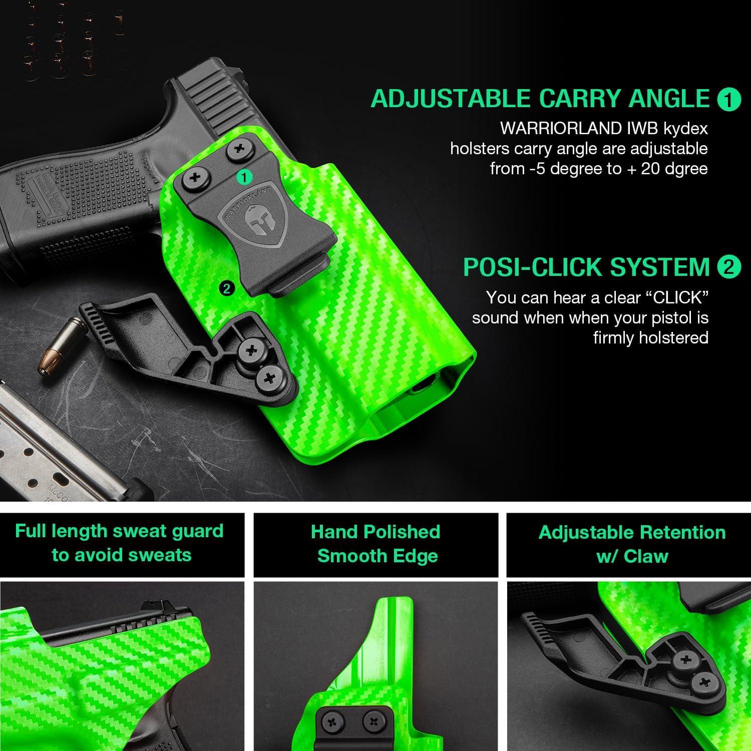 Glock17/19/19X/44/45 Gen(1-5) & Glock 23/32 Gen(3-4) IWB Carbon Fiber Kydex Holser,Red Dot Optics Cut, Wing/Claw Conceal Carry| WARRIORLAND WARRIORLAND