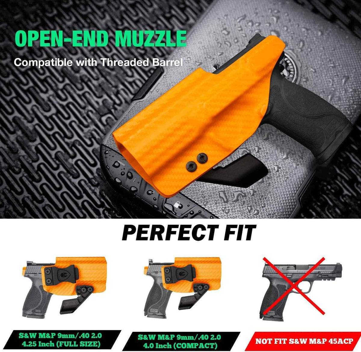 Smith & Wesson M&P 9mm/.40 M2.0 4" / 4.25" IWB Carbon Fiber Kydex Holster, Right Hand | WARRIORLAND