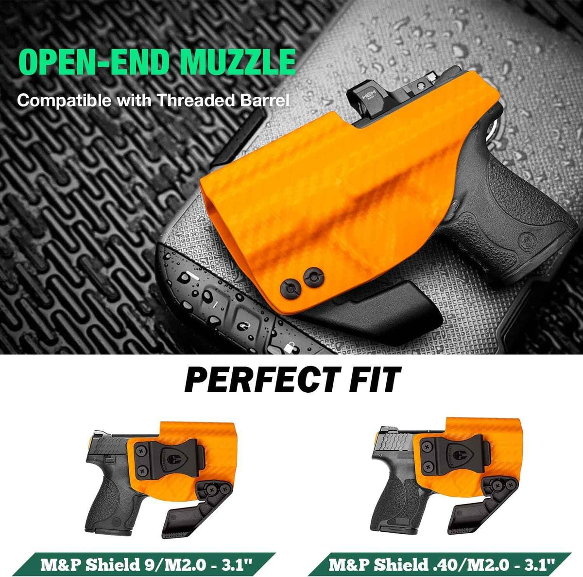 Smith & Wesson M&P Shield 9mm/.40 M2.0 / M1.0 3.1’’ Barrel Pistol IWB Carbon Fiber Kydex Holster, Right Hand | WARRIORLAND