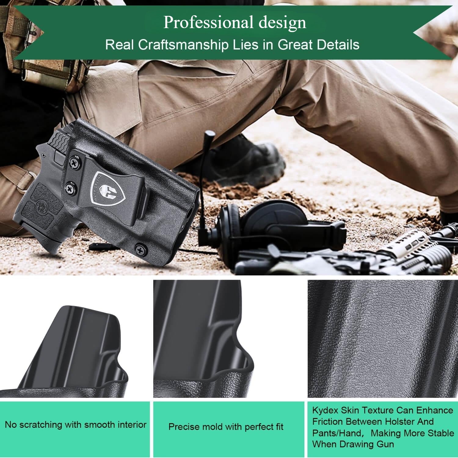 Kydex IWB Holster for Smith & Wesson S&W M&P Bodyguard 380 Integrated Laser Concealed Carry Right/ Left Handed | WARRIORLAND WARRIORLAND
