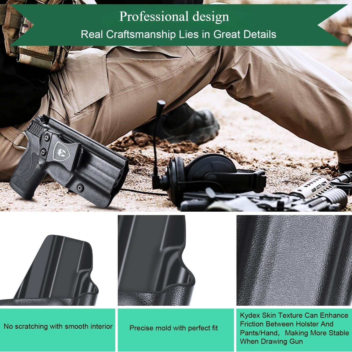 Kydex IWB Holster for Smith & Wesson M&P Shield 380 EZ Concealed Carry Right/ Left Handed | WARRIORLAND WARRIORLAND