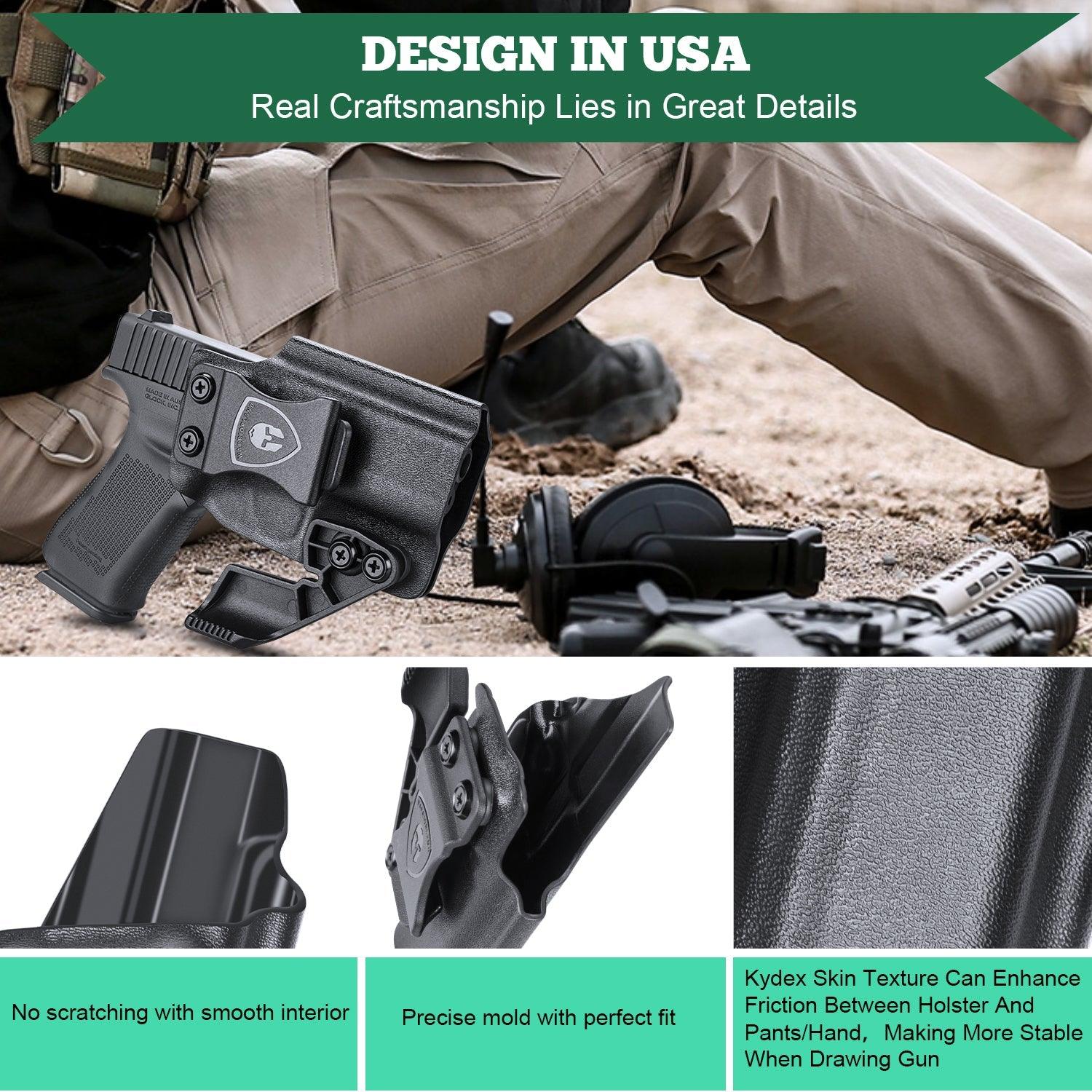 Glock 43X MOS IWB Kydex Holster with Claw, Also Fit 43/43x Red Dot Optics Ready Holster, Appendix Concealment Carry for Fat Guys, Right Hand | WARRIORLAND WARRIORLAND