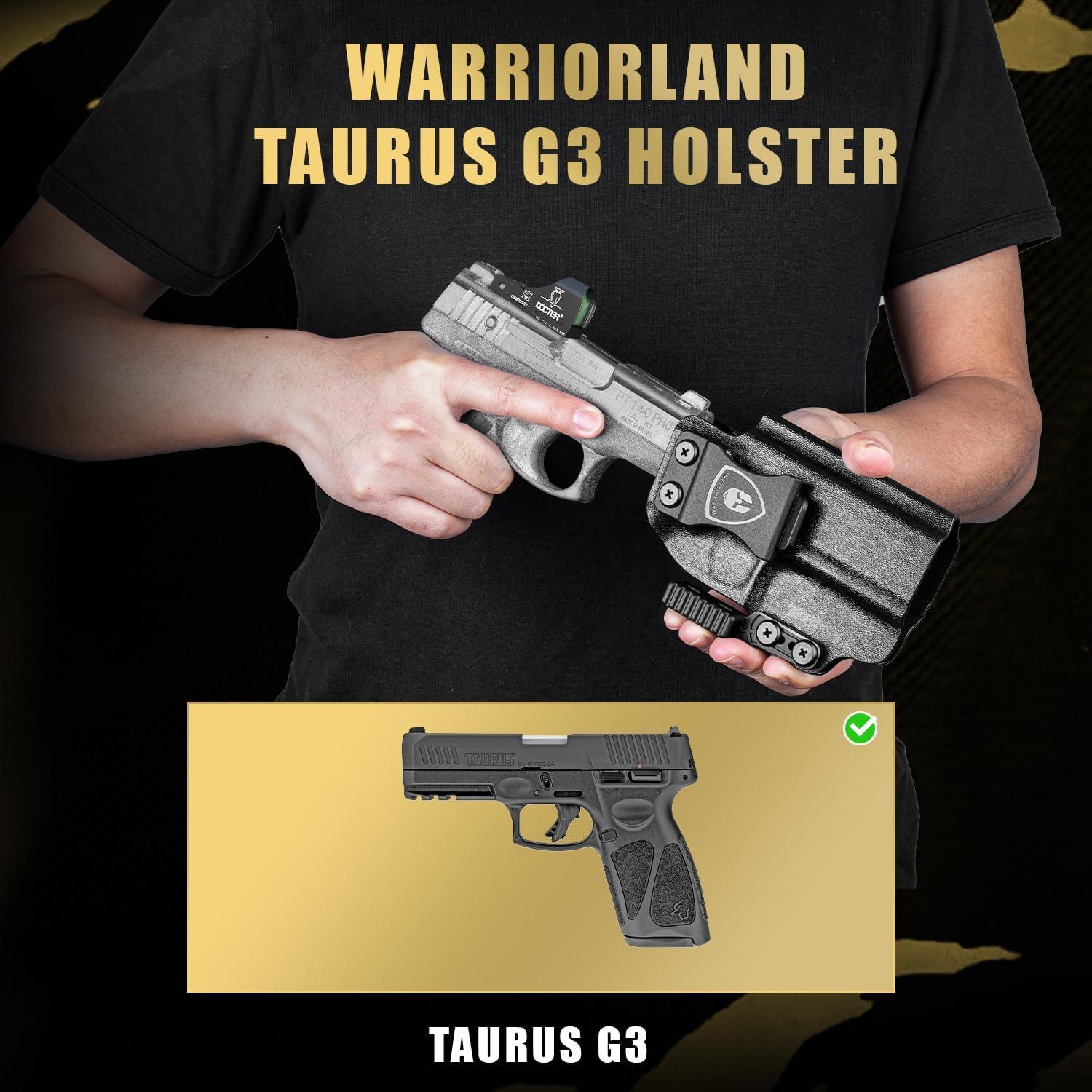 IWB Kydex Holster with Claw Attachment and Optic Cut Fit Taurus G3 Pistol, Inside Waistband Appendix Carry 9mm G3 Holster, Adj. Cant & Retention, Right Hand|WARRIORLAND WARRIORLAND