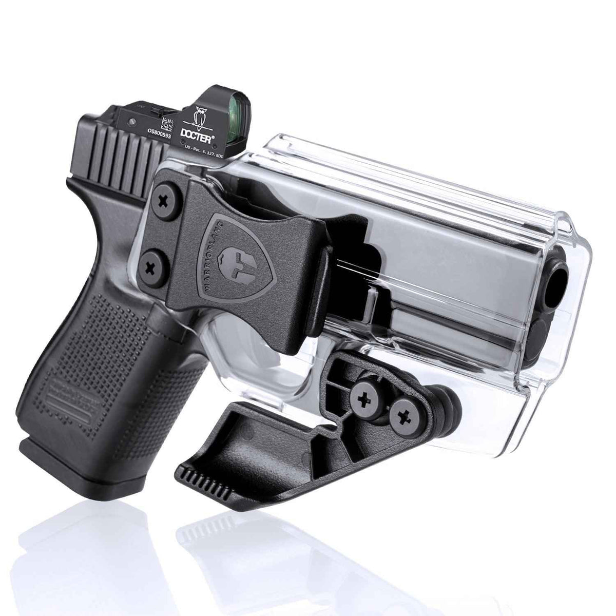 Clear Polymer IWB Holsters with Claw Glock 17 19 23 32 Gen 4 5 19X 44 45 Red Dot Optics Cut Appendix Concealment Carry Trigger Guard | WARRIORLAND