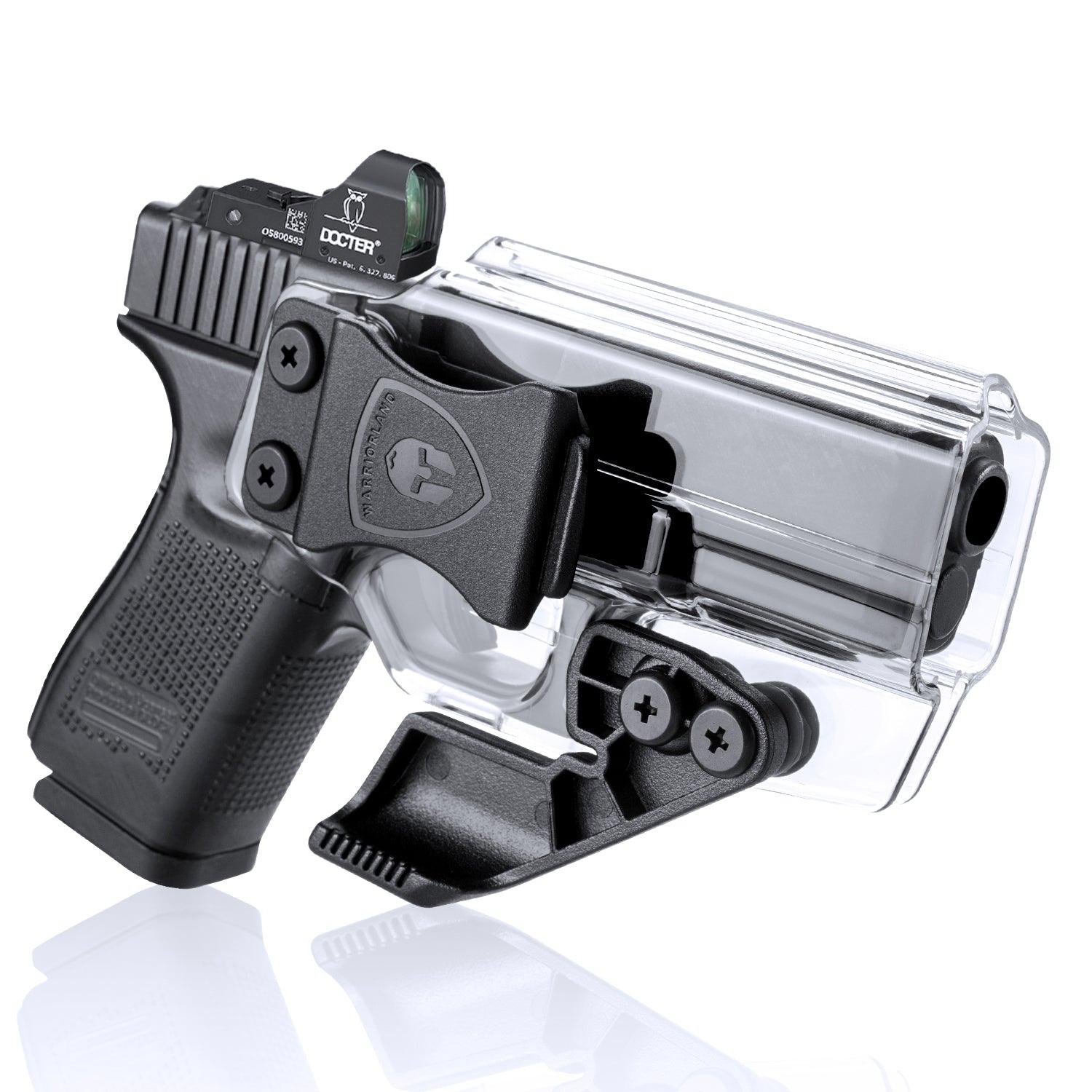 Clear Polymer IWB Holsters with Claw Glock 17/19/26/G34 Gen3-5、Glock 17/19 Gen 4-5 MOS、Glock G26/G34Gen5 MOS ,G23/G34Gen5 MOS G23/G32 Gen3-4 G19X  G44  G45  G45 MOS Red Dot Optics Cut Appendix Concealment Carry Trigger Guard | WARRIORLAND WARRIORLAND