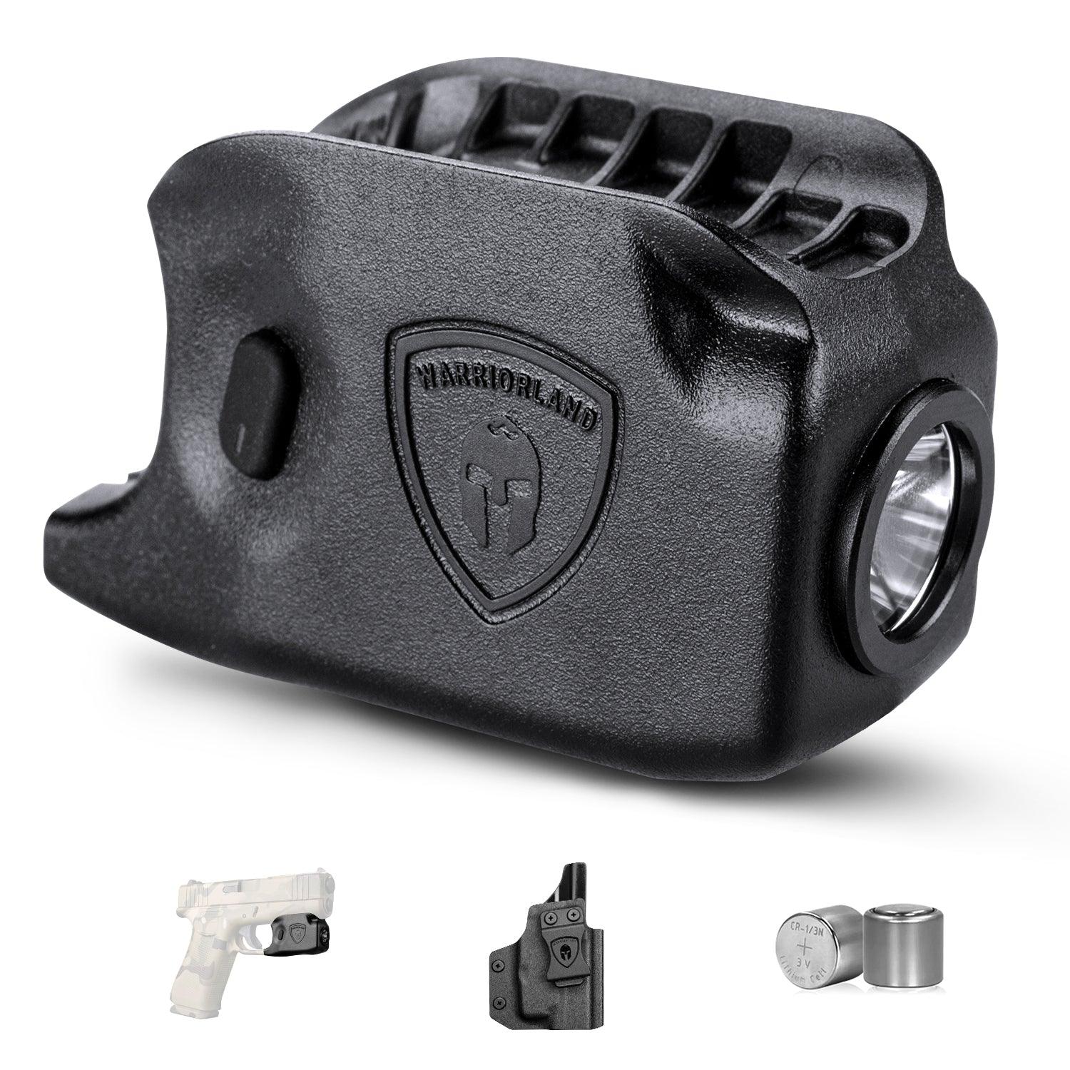 Mini Gun Light with Kydex Holster Custom Molded for Glock 43 / Glock 43X LED Tactical Pistol Handgun Flashlight | WARRIORLAND WARRIORLAND