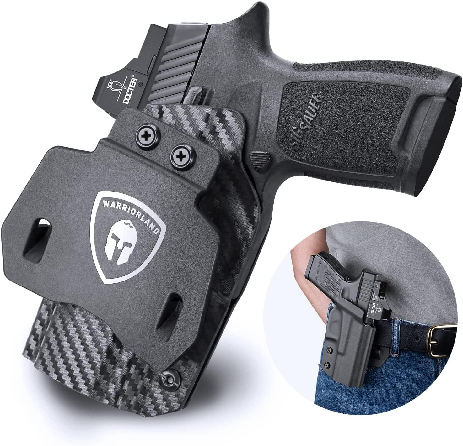 Sig Sauer P320 Full Size Compact P320X Carry Pistol OWB KYDEX Paddle Holster Appendix Open Carry Red Dot Optics Cut Fully Trigger Guard | WARRIORLAND WARRIORLAND