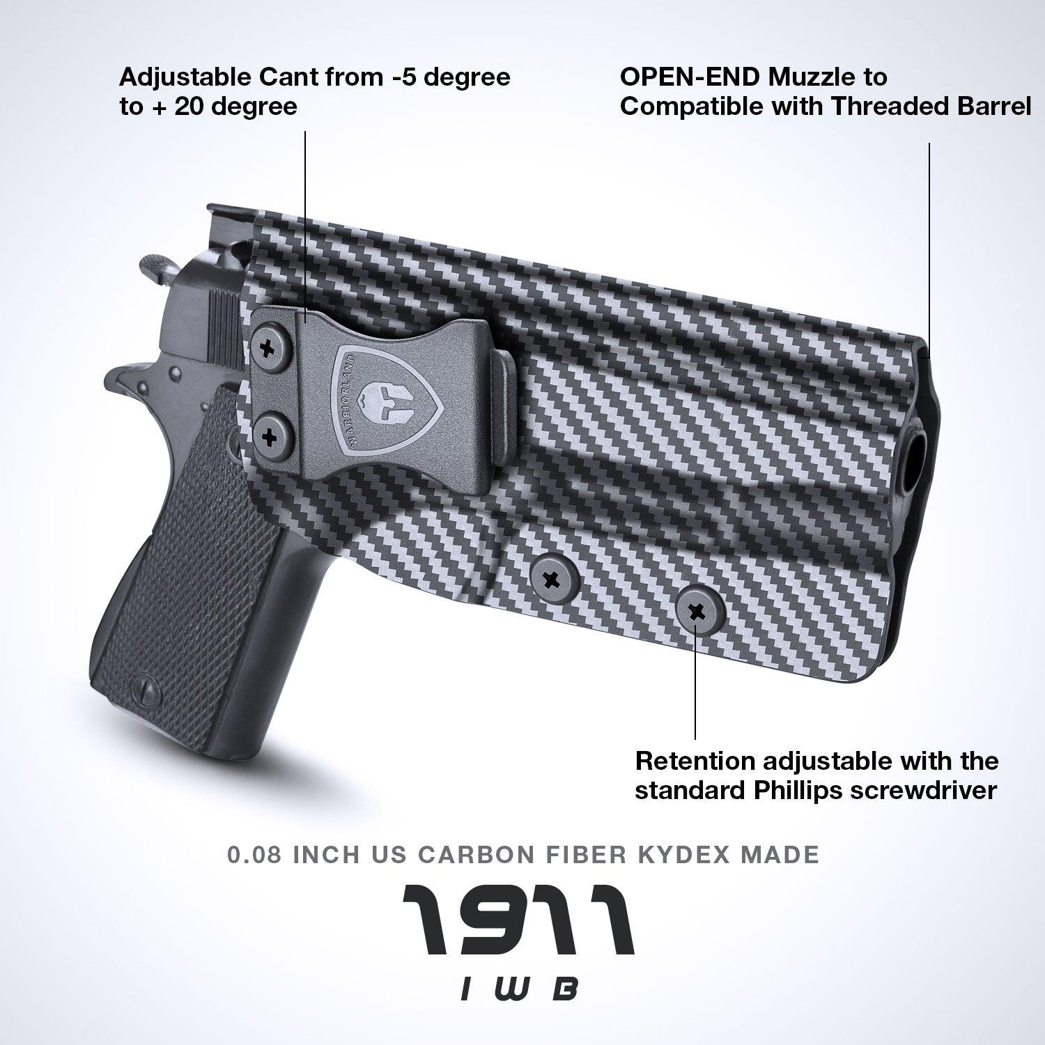 Carbon Fiber Kydex 1911 .45 ACP Pistol No Rail IWB Tactical Holster | Right Hand | WARRIORLAND WARRIORLAND