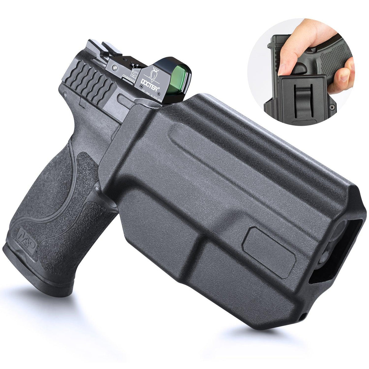Level II Retention Thumb Release OWB Holster S&W M&P 9mm Polymer Holster Appendix Open Carry Trigger Guard with Red Dot Optics Cut | WARRIORLAND WARRIORLAND