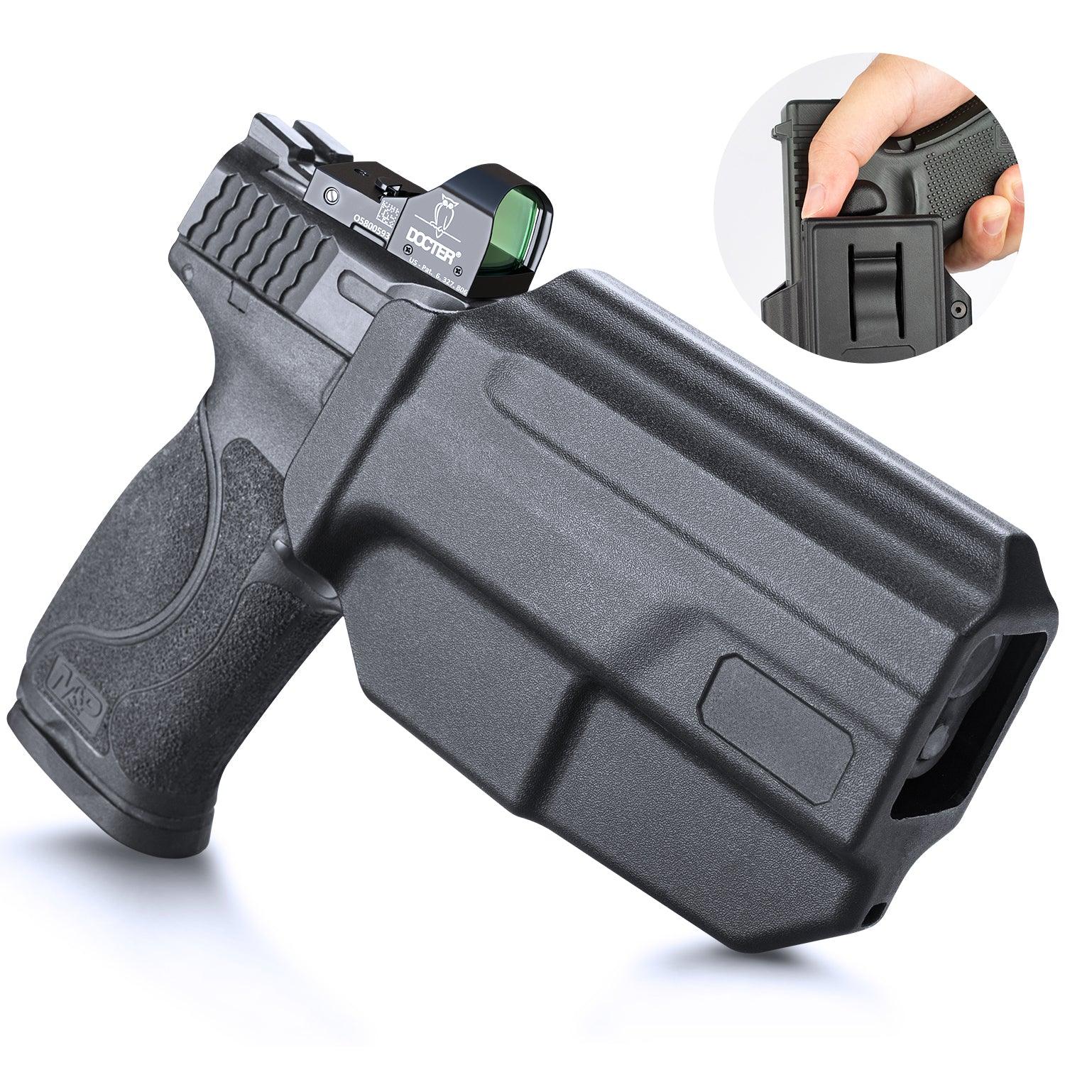 Level II Retention Thumb Release OWB Holster S&W M&P 9mm Polymer Holster Appendix Open Carry Trigger Guard with Red Dot Optics Cut | WARRIORLAND WARRIORLAND