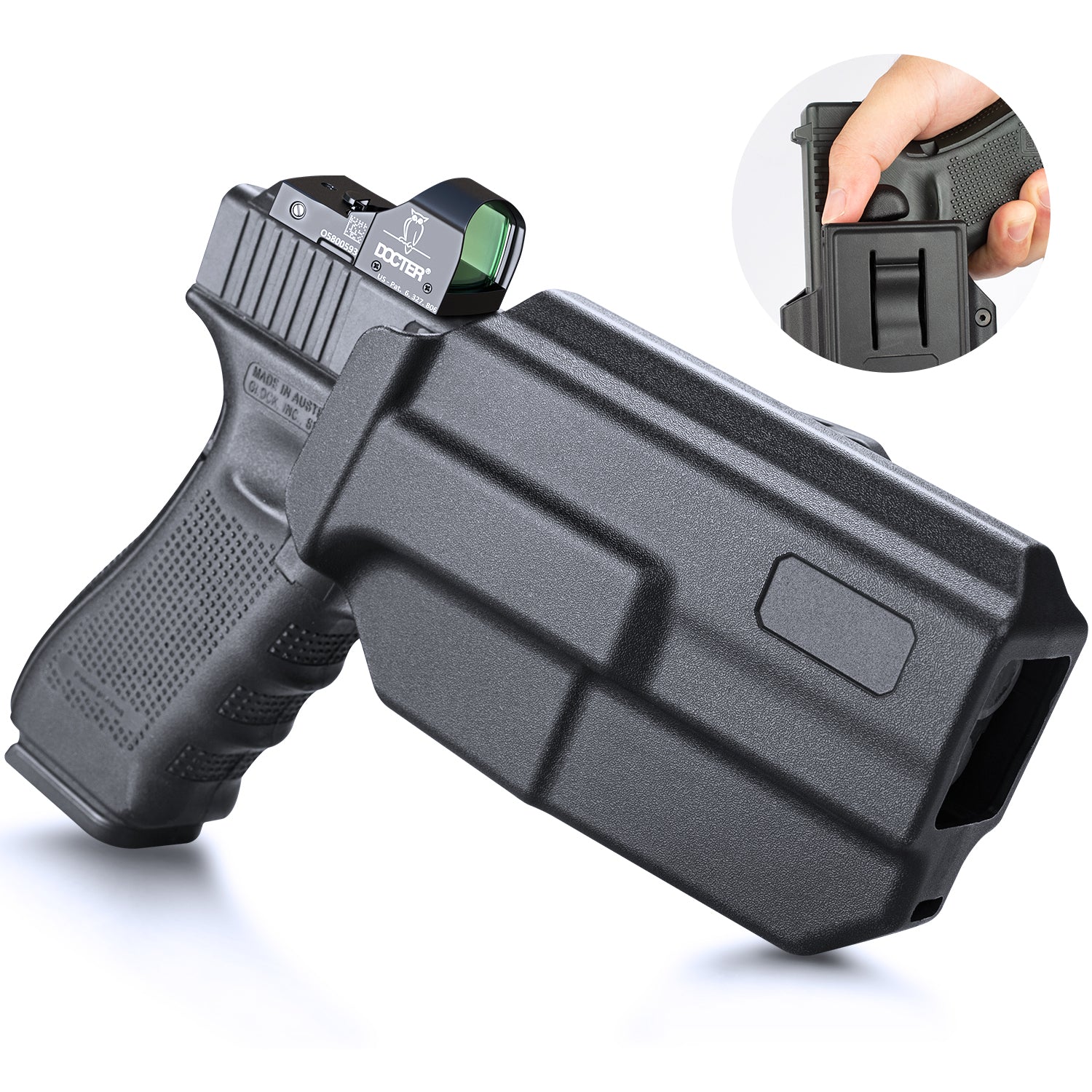 OWB Kydex Holster for Glock 17 22 31(Gen1-5) Adjustable Retention, Gu