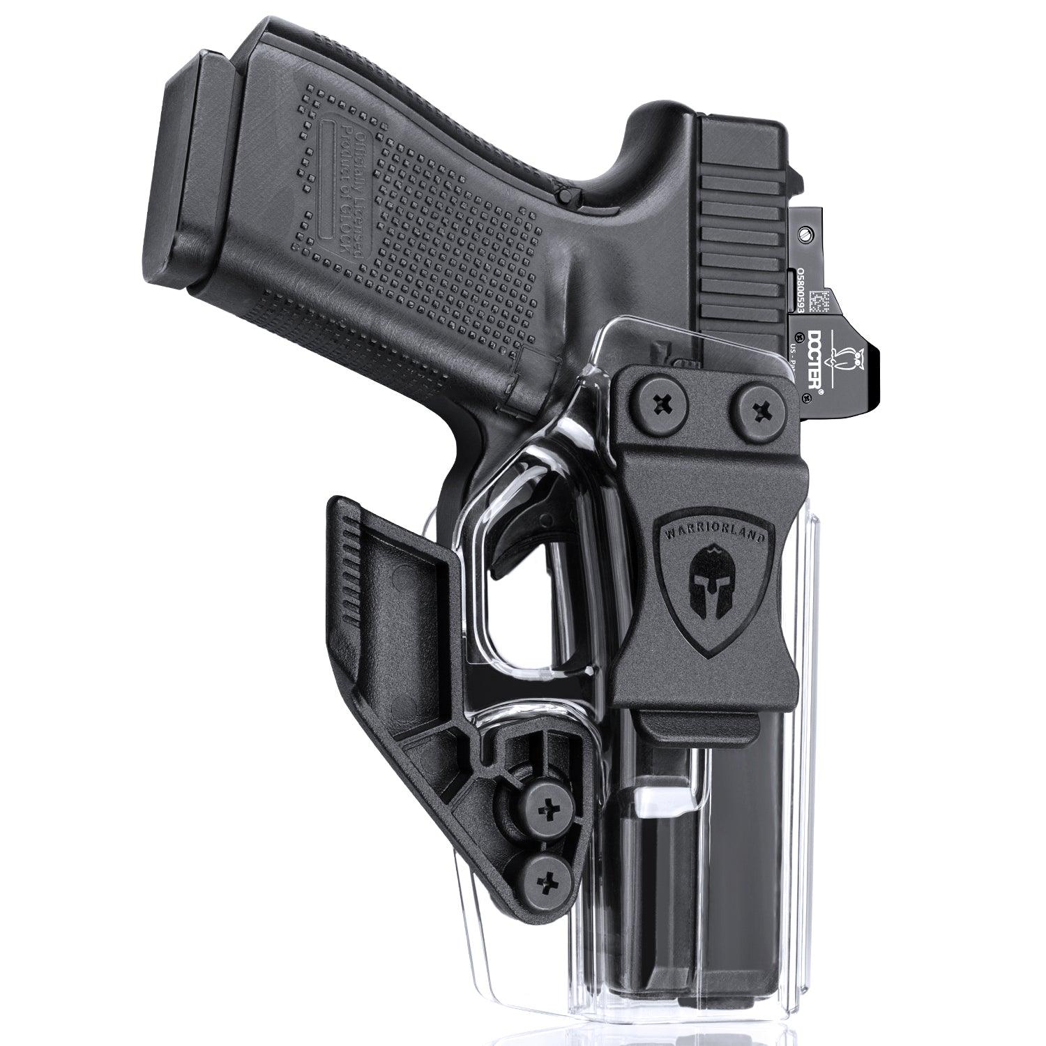 Clear Polymer IWB Holsters with Claw Glock 17/19/26/G34 Gen3-5、Glock 17/19 Gen 4-5 MOS、Glock G26/G34Gen5 MOS ,G23/G34Gen5 MOS G23/G32 Gen3-4 G19X  G44  G45  G45 MOS Red Dot Optics Cut Appendix Concealment Carry Trigger Guard | WARRIORLAND WARRIORLAND