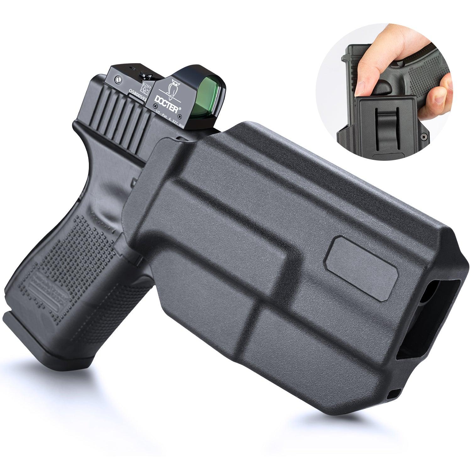 Level II Retention Thumb Release OWB Holster Glock 19/23/32/44 (Gen3-5), G19X/45 Polymer Holster with Red Dot Optics Cut WARRIORLAND