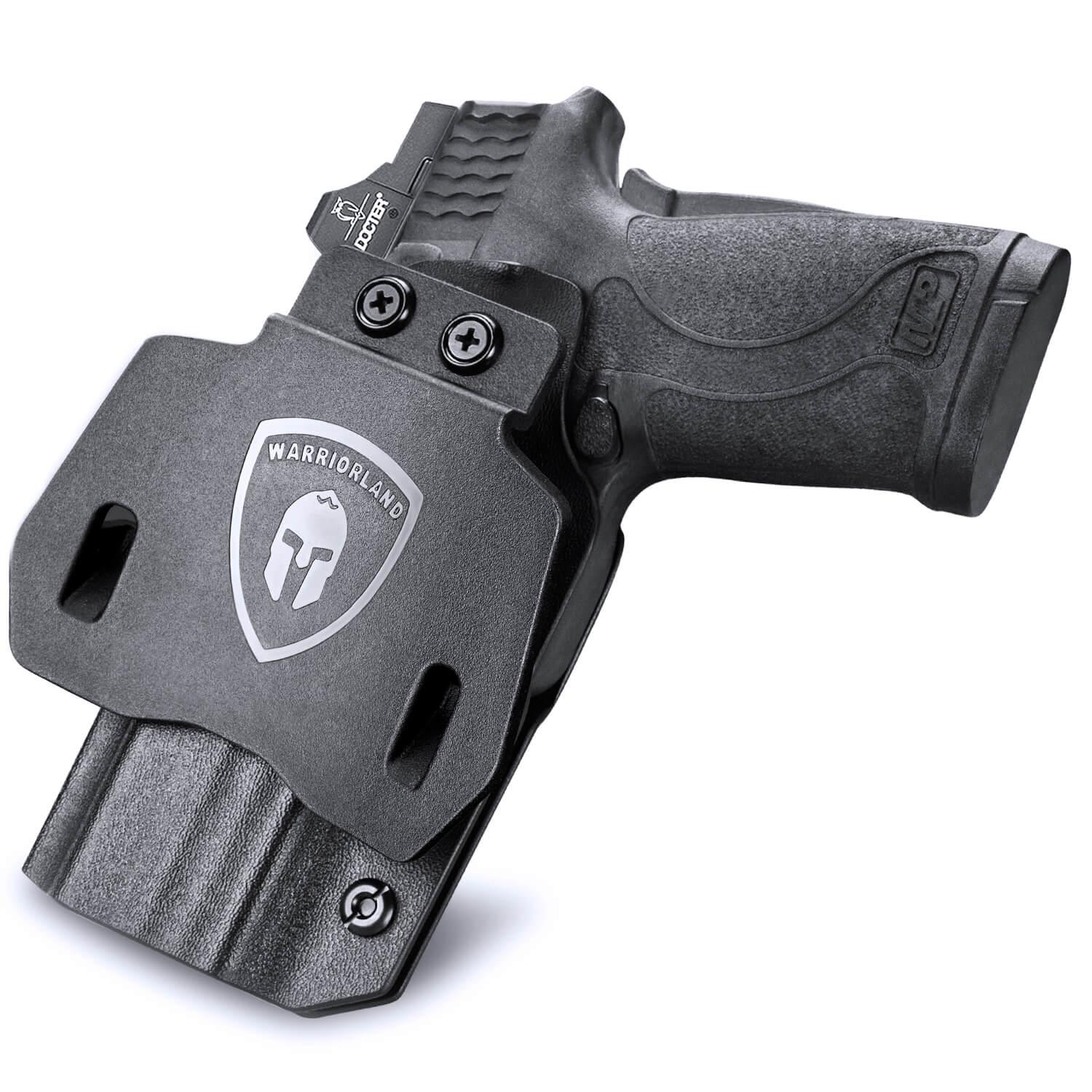 Kydex Appendix Open Carry OWB Paddle Holster with Red Dot Optics Cut for Smith & Wesson S&W M&P Shield 9mm 380 EZ Pistol Trigger Guard | WARRIORLAND WARRIORLAND