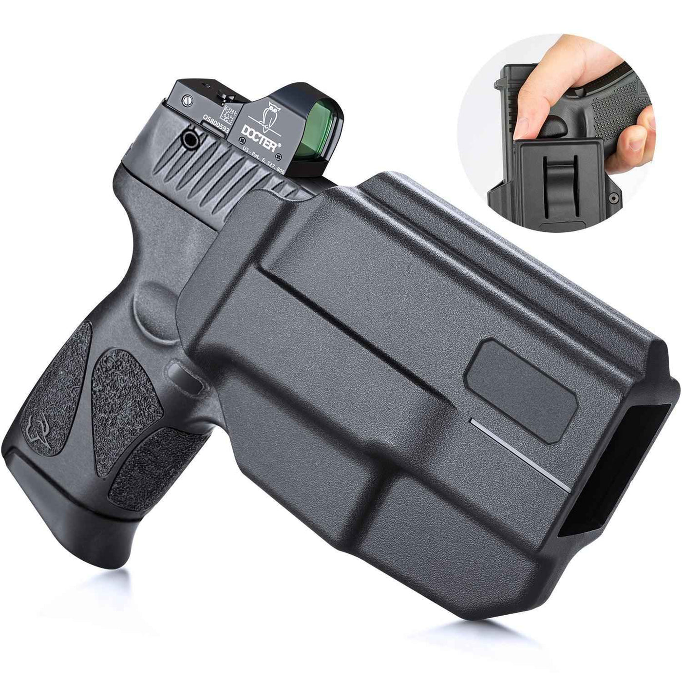 Taurus G2C G3C Millennium G2 PT111 PT140 Polymer Level II Retention Thumb Release OWB Holster with Optic Cut