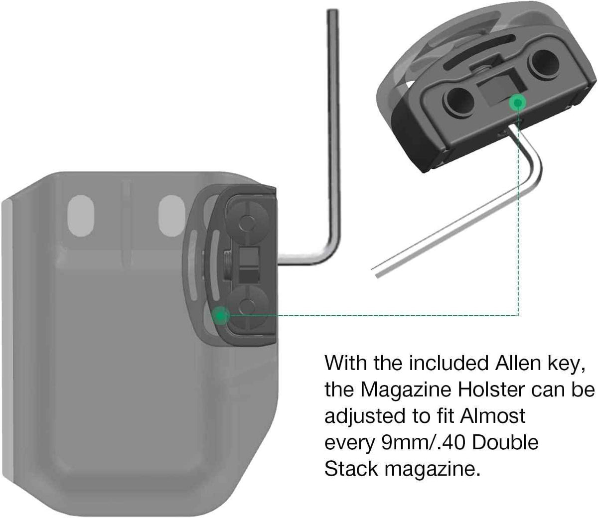 Universal Mag Carrier IWB OWB with 1.75 Inch Steel Clip 9mm/.40/.45ACP/.380 Single Double Stack