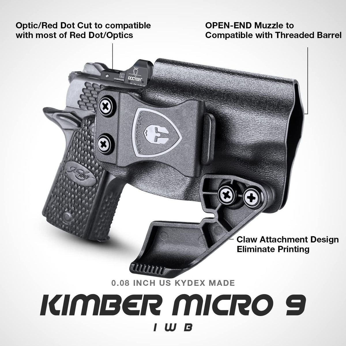 Kimber Micro 9mm IWB Holster with Claw Attachment and Optic Cut | Right Hand WARRIORLAND
