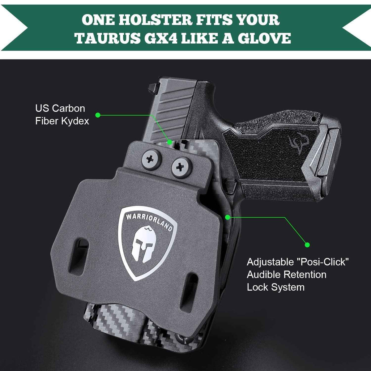 Taurus GX4 Carbon Fiber Kydex OWB Holster with Paddle Red Dot Sight Optics Cut Outside the Waistband | WARRIORLAND