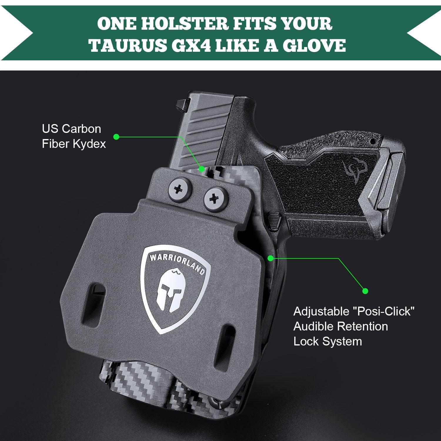 Taurus GX4 Carbon Fiber Kydex OWB Holster with Paddle Red Dot Sight Optics Cut Outside the Waistband | WARRIORLAND WARRIORLAND