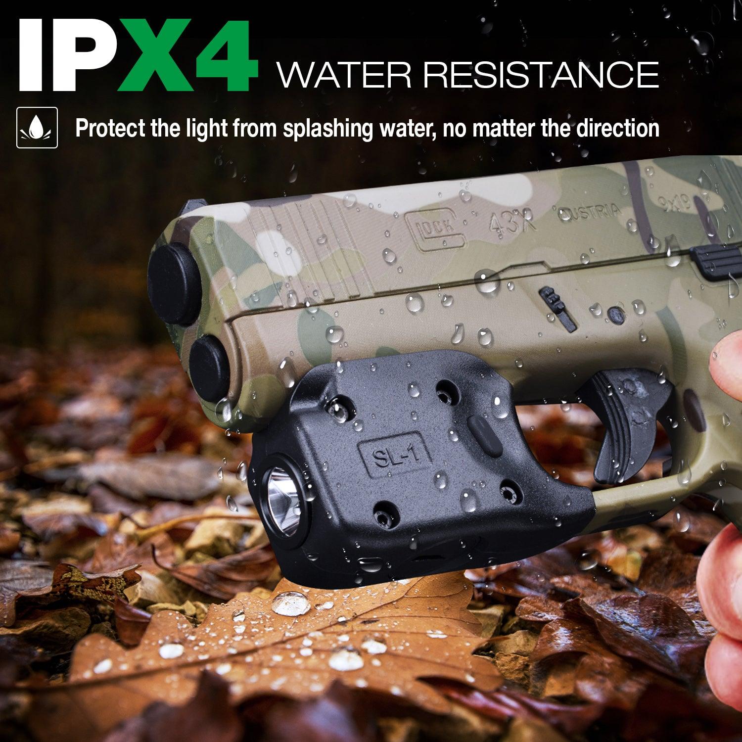 Mini Gun Light with Kydex Holster Custom Molded for Glock 43 / Glock 43X LED Tactical Pistol Handgun Flashlight | WARRIORLAND WARRIORLAND