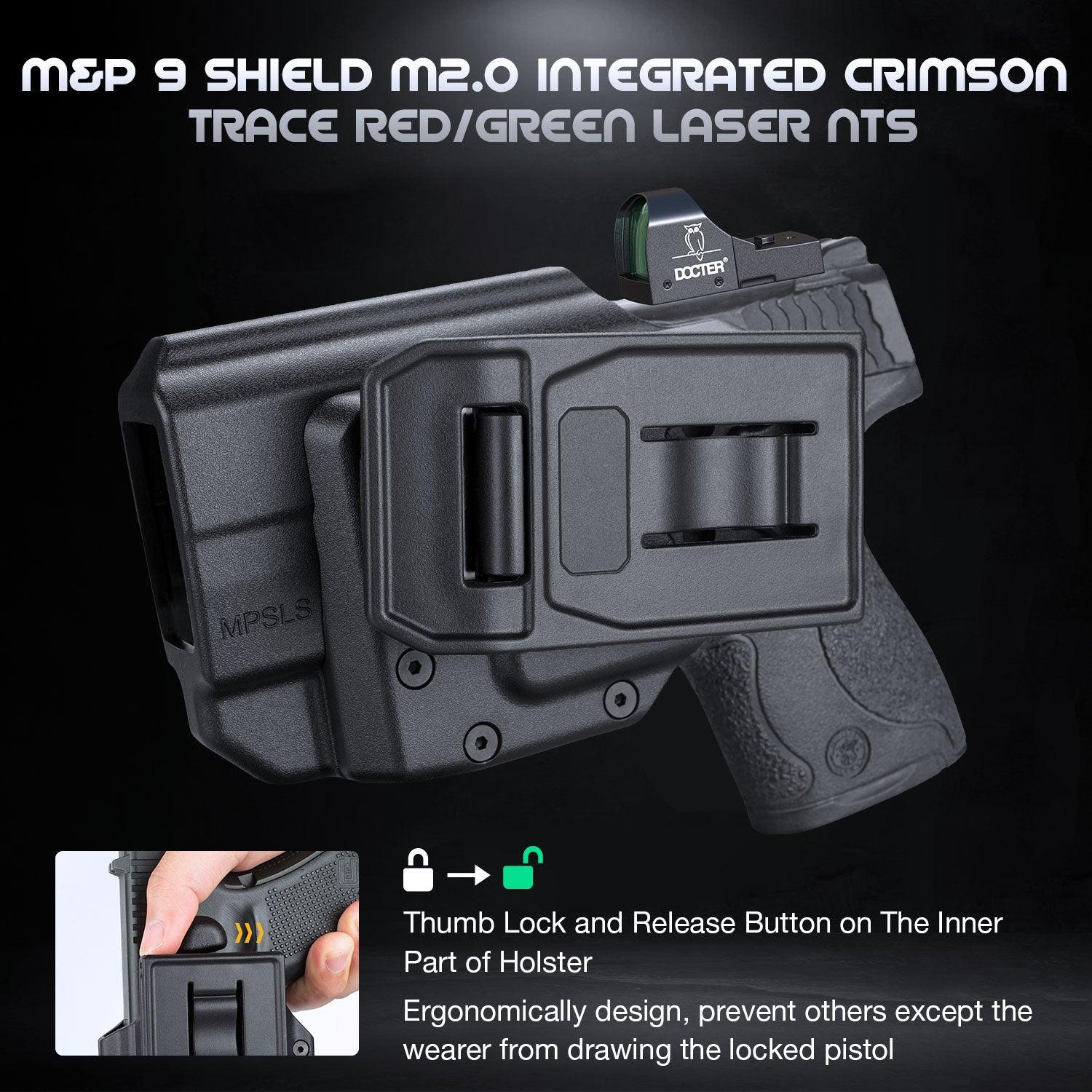 Level II Retention Thumb Release OWB Holster M&P 9 SHIELD M2.0 INTEGRATED CRIMSON TRACE RED/GREEN LASER NTS-Incompatible with any Laser/Light WARRIORLAND