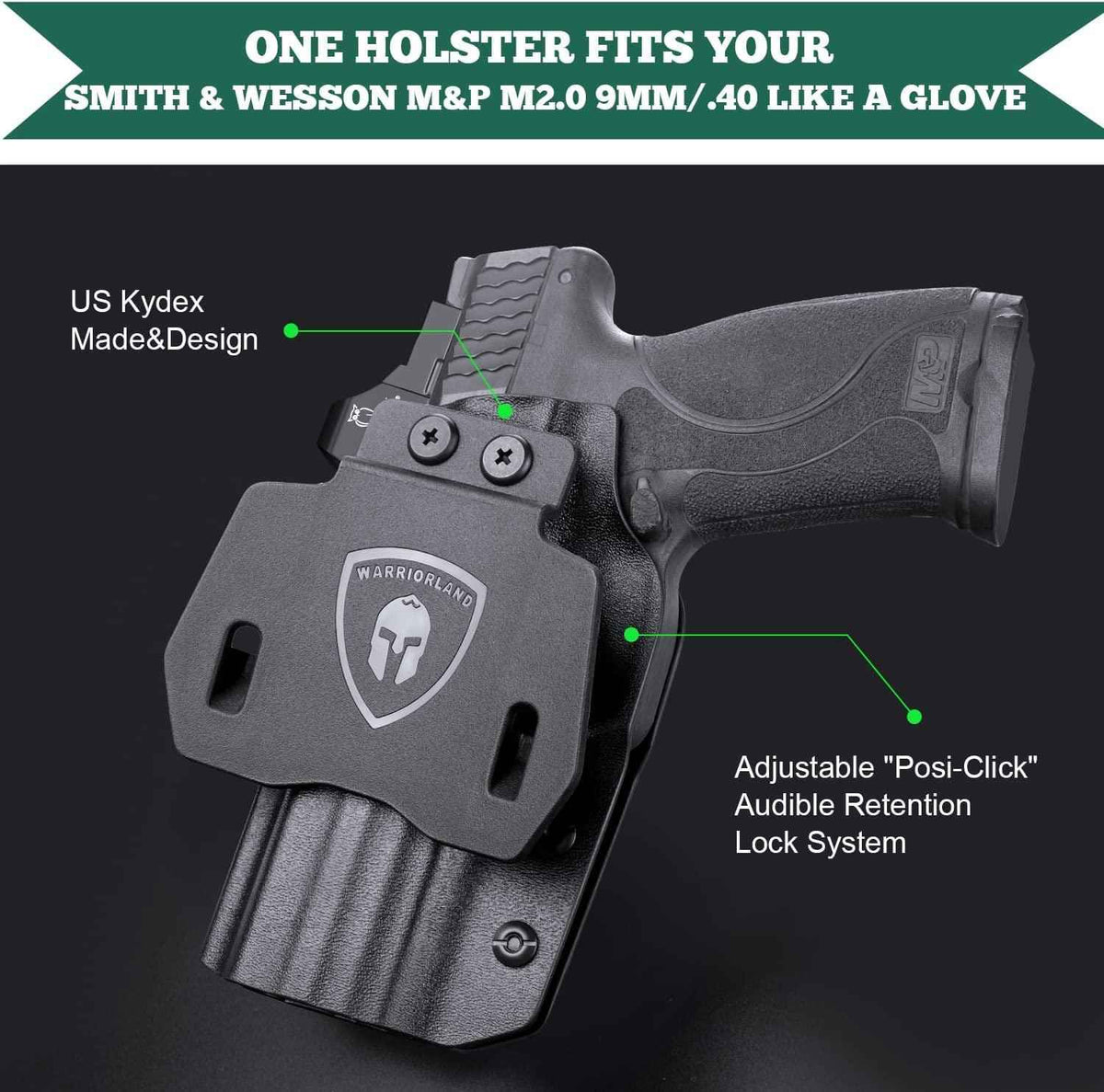 OWB Kydex Holster for S&W M&P M2.0 9mm / .40 3.6" / 4" / 4.25" Pistol, Optic Ready Paddle Holster | Right Hand
