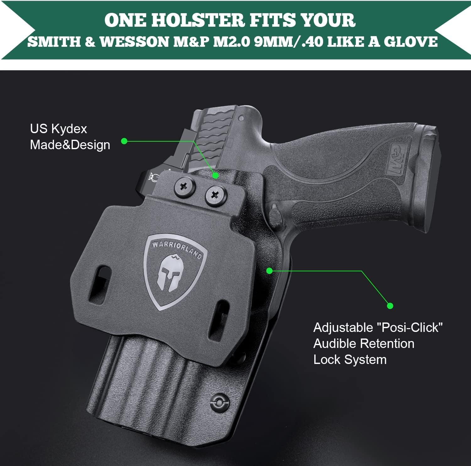 OWB Kydex Holster for S&W M&P M2.0 9mm / .40 3.6" / 4" / 4.25" Pistol, Optic Ready Paddle Holster | Right Hand WARRIORLAND