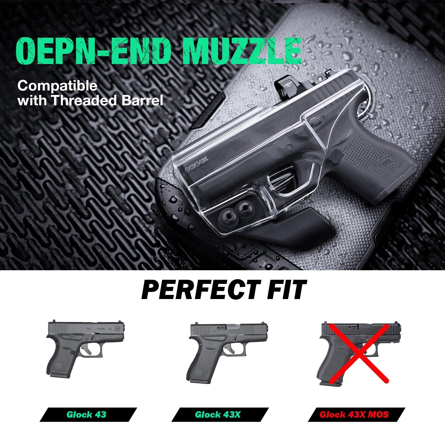 Cool Clear Polymer IWB Holster for Glock 43 43X with Claw Red Dot Optics Cut Trigger Guard Open Muzzle Appendix Concealment | WARRIORLAND WARRIORLAND