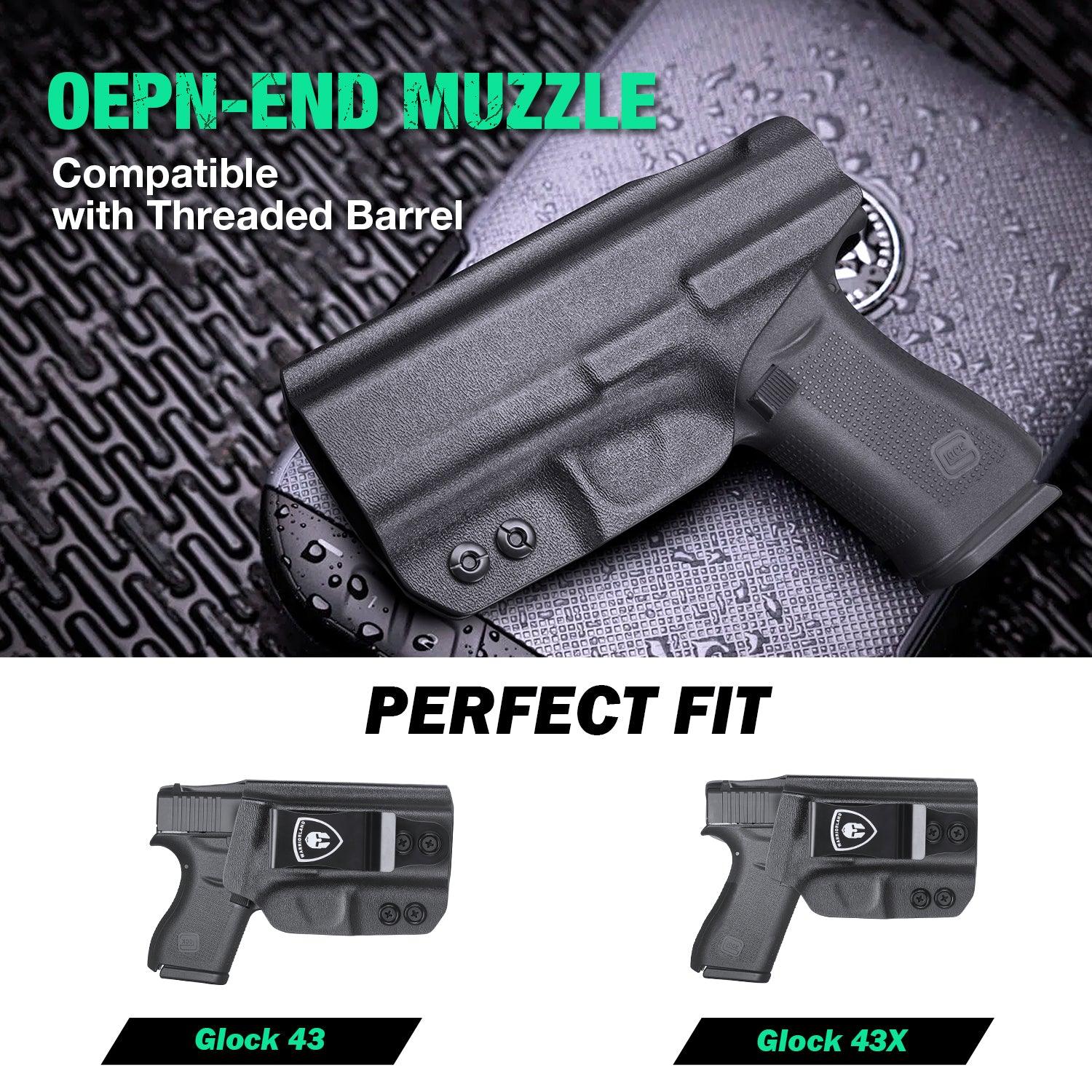 IWB Kydex Glock 43 43x Holster Adjustable Ride Height Metal Belt Clip | WARRIORLAND WARRIORLAND