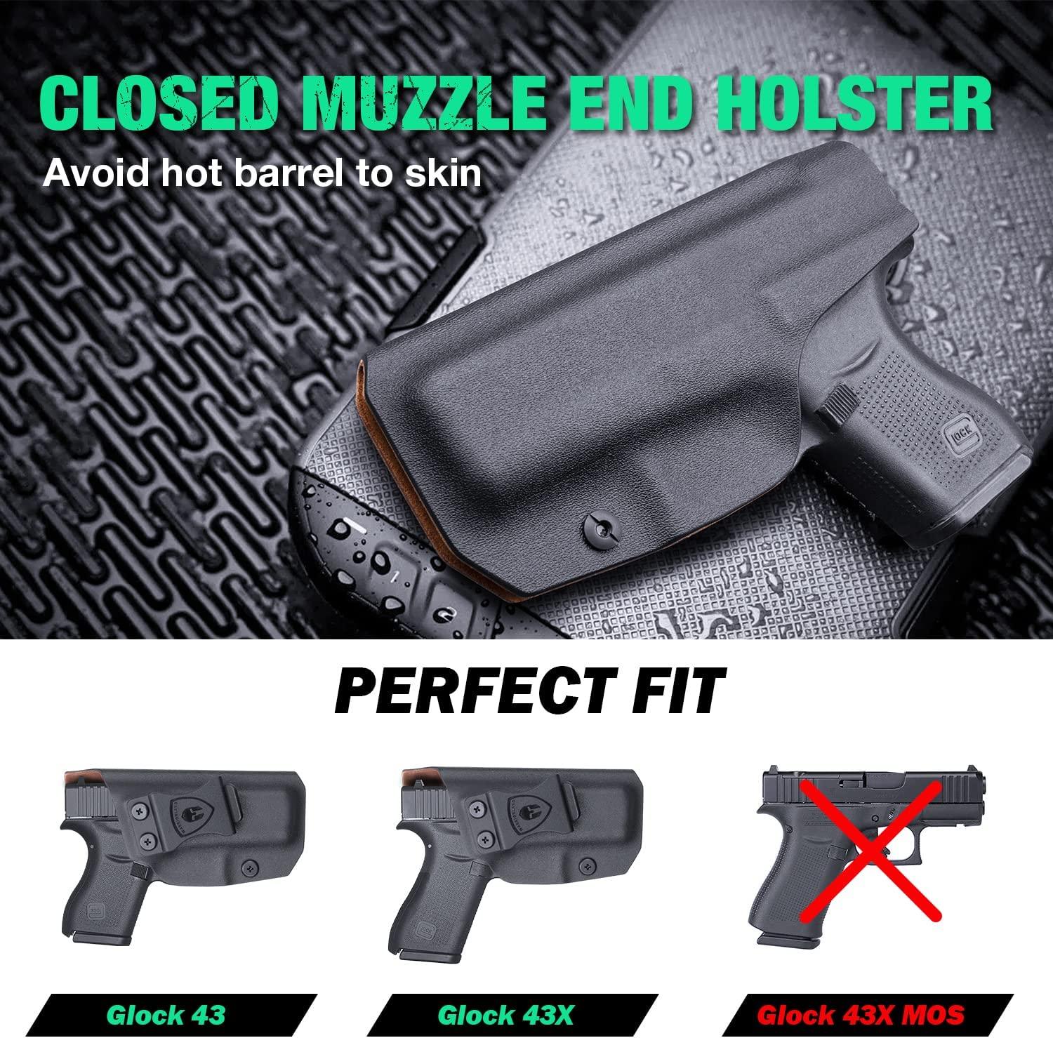 Glock 43/43X IWB Kydex w/ Leather Interior Hybrid Holster WARRIORLAND