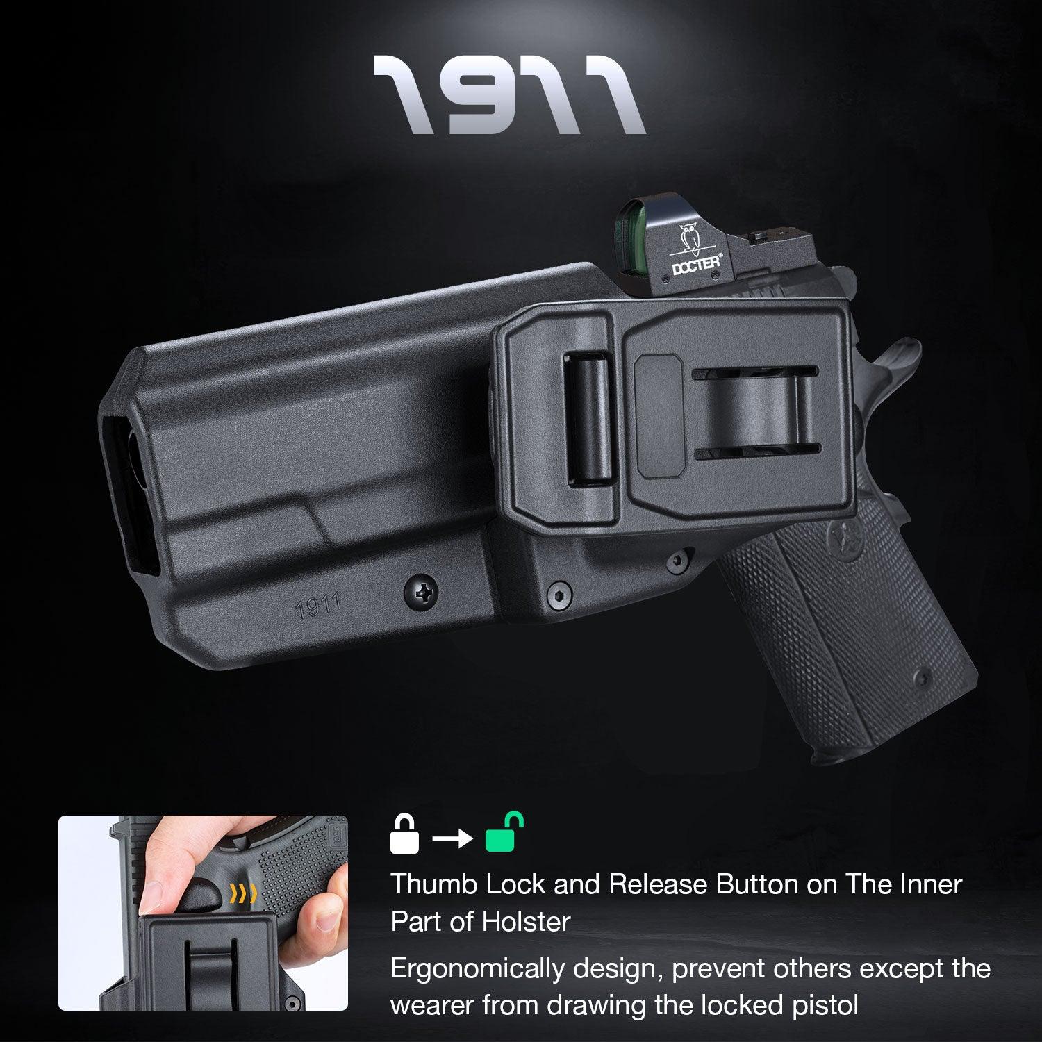Polymer Level II Retention Thumb Release OWB Holster with Optic Cut for 1911 .45 ACP Pistol No Rail WARRIORLAND