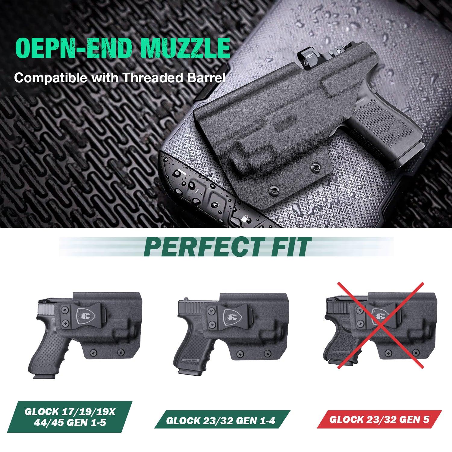 Glock 19 TLR8/TLR8A Holster IWB Kydex Holster Optic Cut Fit: Glock 17 19 19X 44 45 Gen 3-5 & Glock 23 32 Gen 3-4 TLR-8/TLR-8A, Inside Waistband Conceal Carry, Adj Retention, Right Hand | WARRIORLAND WARRIORLAND
