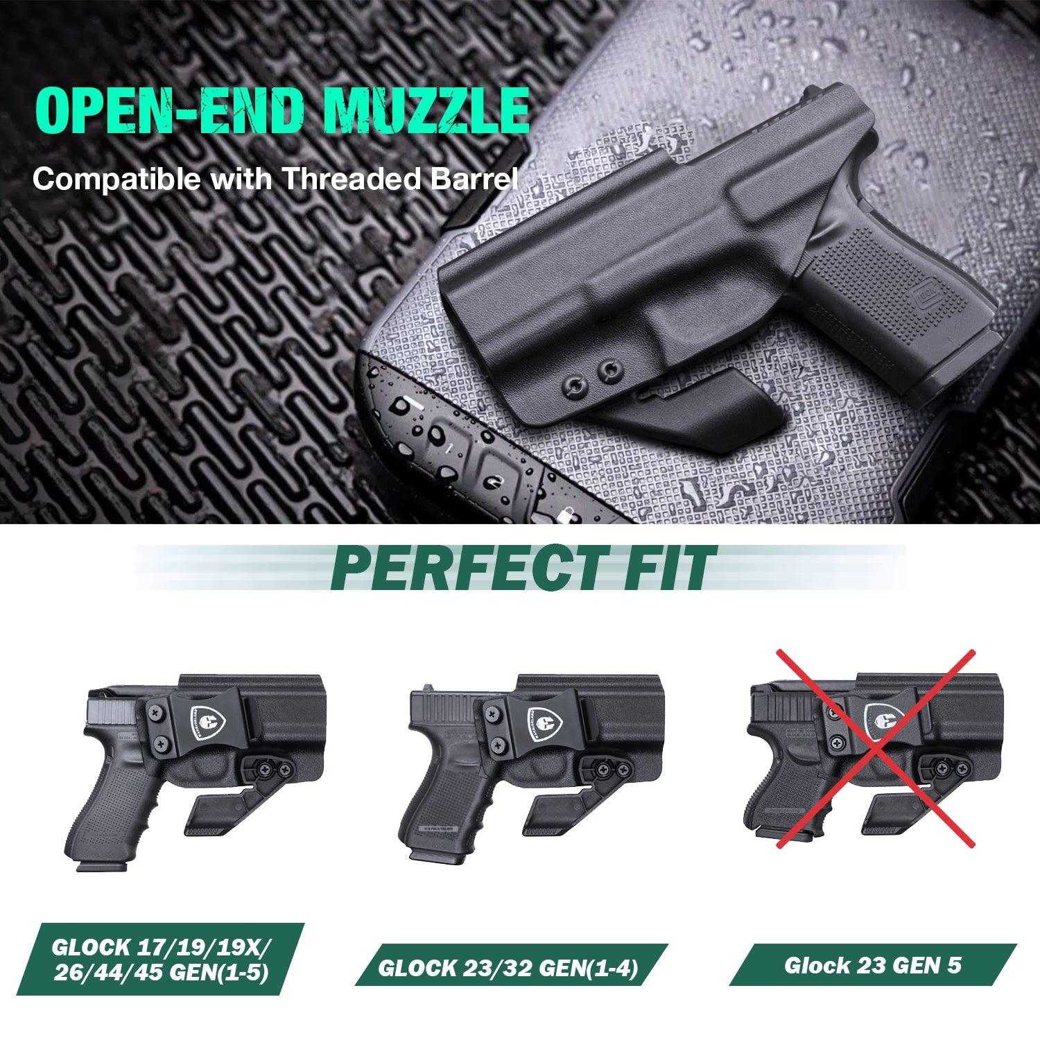 1.75 Inch Metal Clip IWB Kydex Holsters with Claw for  Glock 17/19/26/44/45(GEN 1-5) & G23/32(GEN 1-4) big fat guys | Right Hand WARRIORLAND