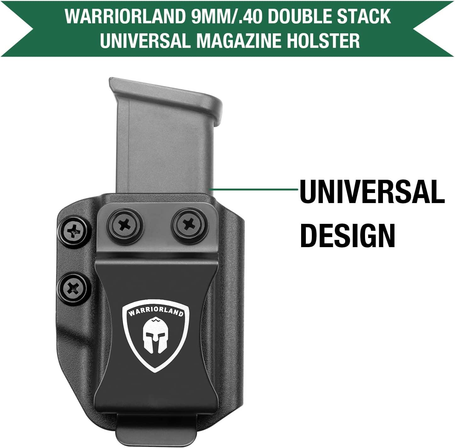 Universal Mag Carrier IWB OWB with 1.75 Inch Steel Clip 9mm/.40/.45ACP/.380 Single Double Stack WARRIORLAND