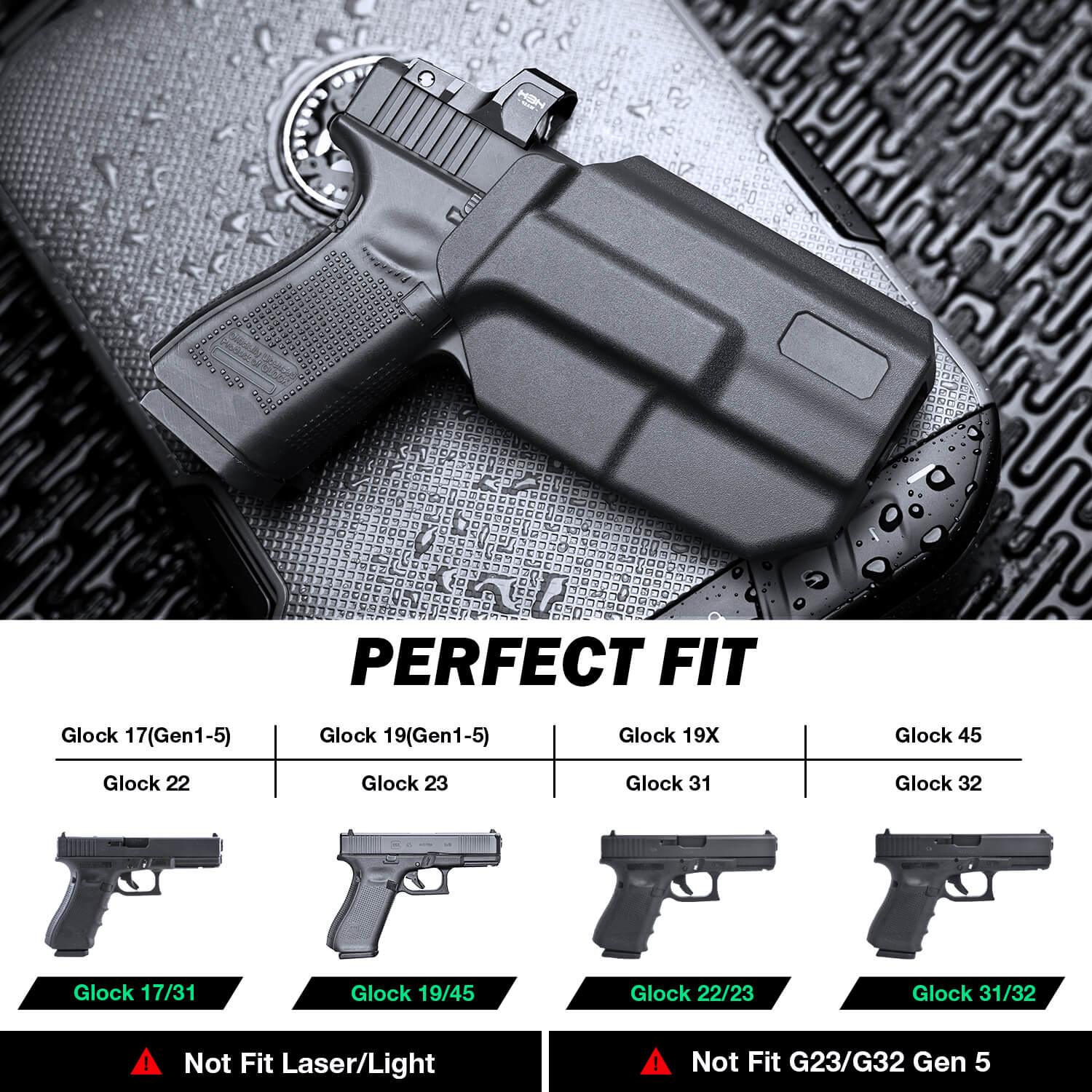 Level II Retention Thumb Release OWB Holster Glock 19/23/32/44 (Gen3-5), G19X/45 Polymer Holster with Red Dot Optics Cut WARRIORLAND