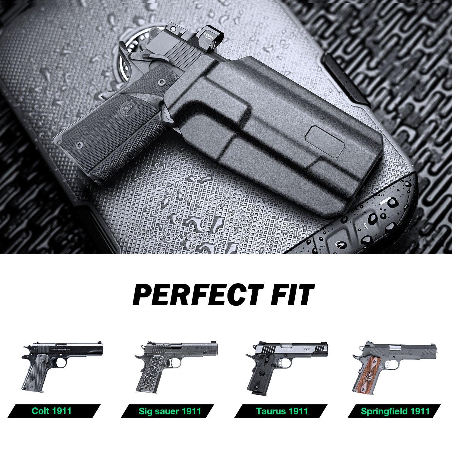 Polymer Level II Retention Thumb Release OWB Holster with Optic Cut for 1911 .45 ACP Pistol No Rail WARRIORLAND