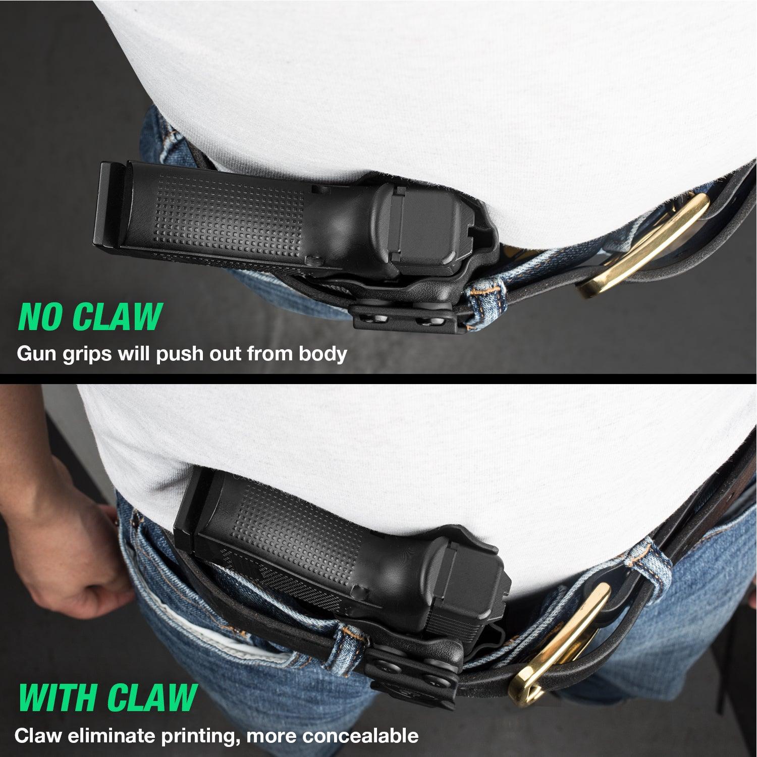 1.75 Inch Metal Clip IWB Kydex Holsters with Claw for Glock 43/43X  Red Dot Sight Optics Cut Trigger Guard Holster for big fat guys | Right Hand WARRIORLAND